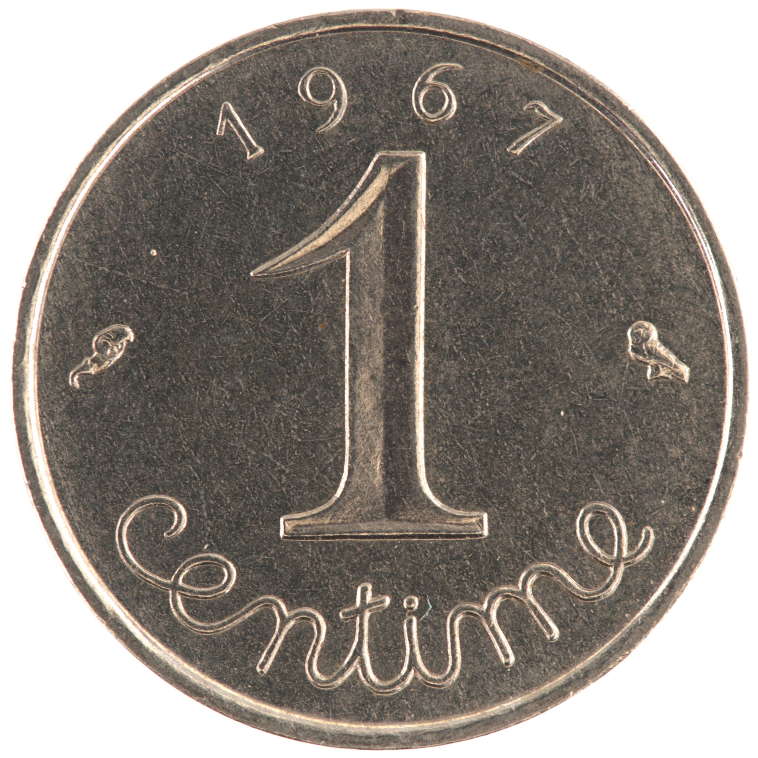 France - Pièce 1 Centime 1967 acier inoxydable - Epi