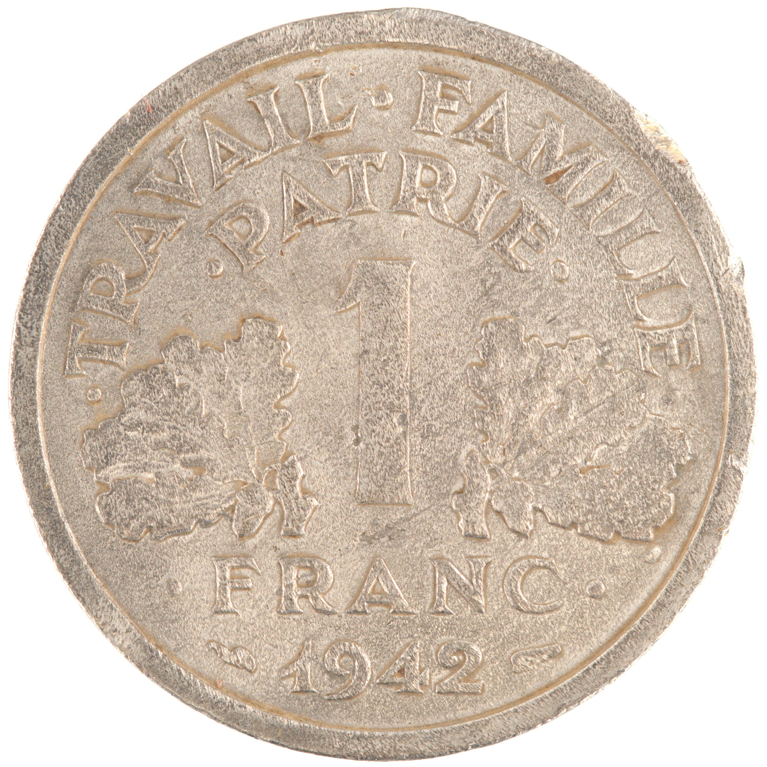 France - Pièce 1 Franc 1942 aluminium - Francisque, lourde