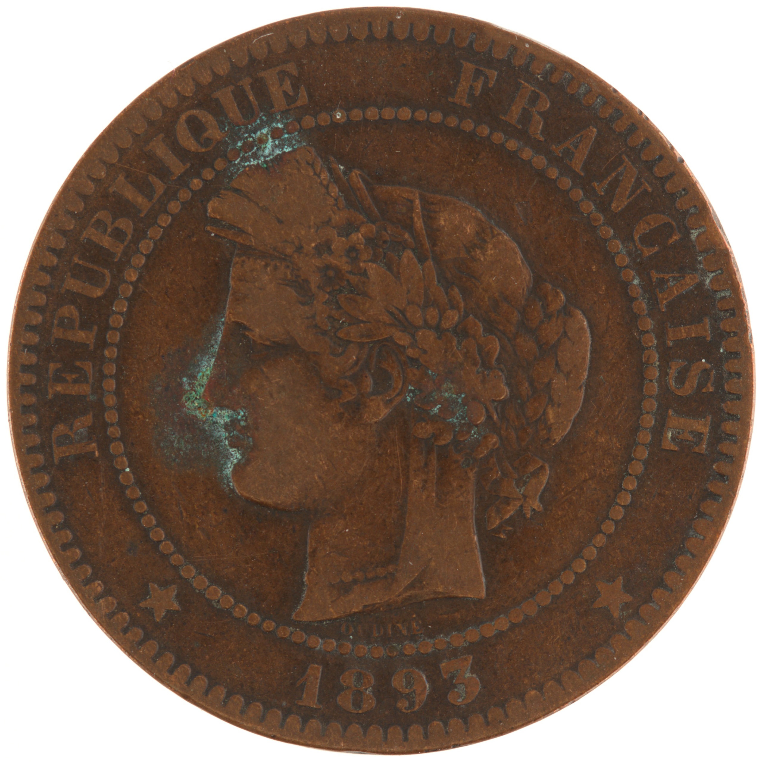 France - Pièce 10 Centimes 1893 A bronze - Cérès