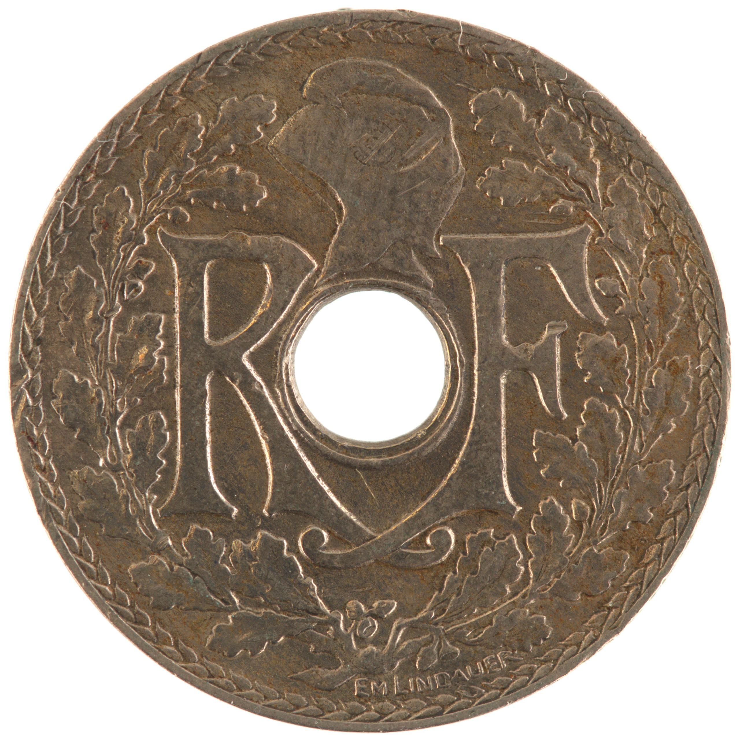 France - Pièce 10 Centimes 1921 cupro-nickel - Lindauer – Image 2