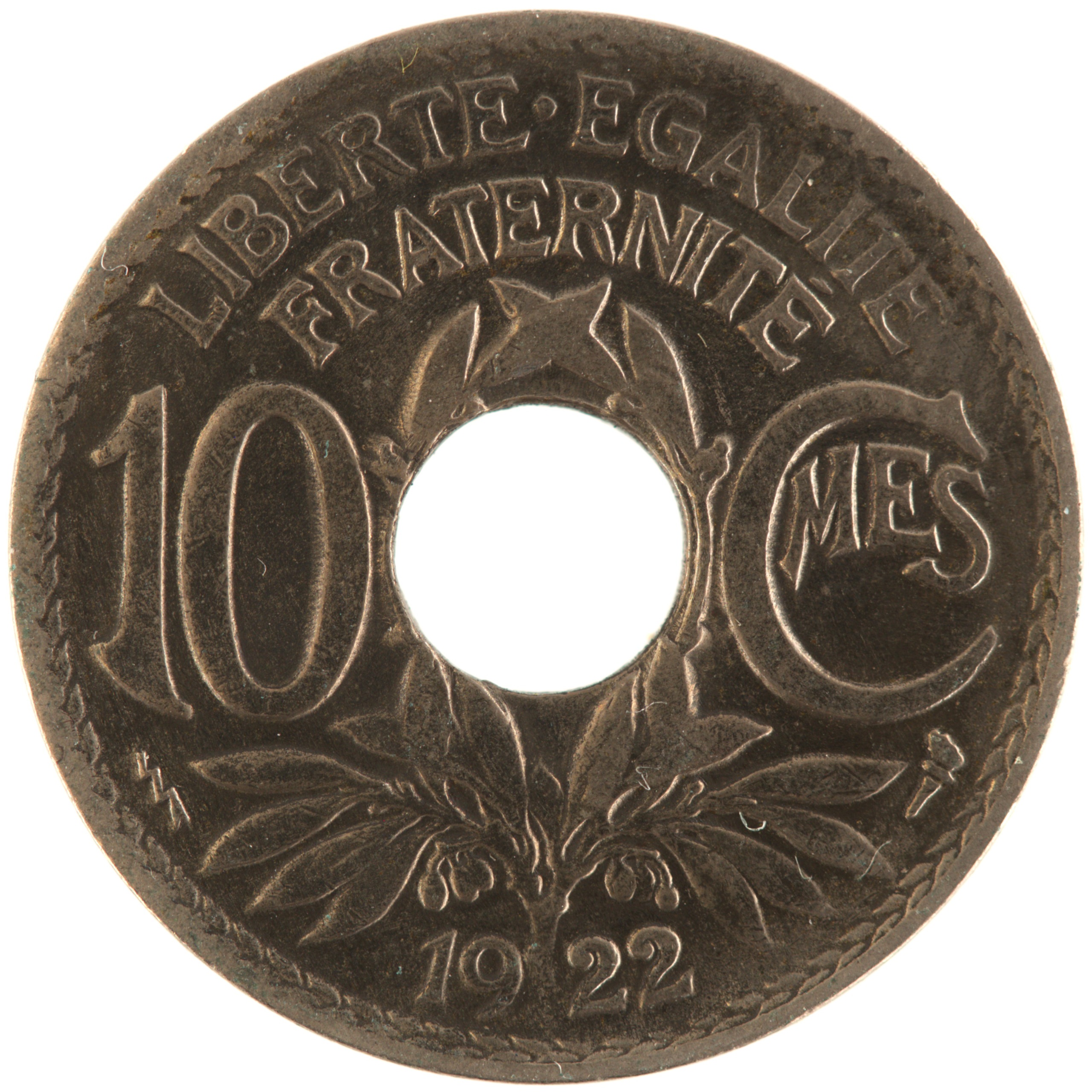 France - Pièce 10 Centimes 1922 cupro-nickel - Lindauer (éclair)