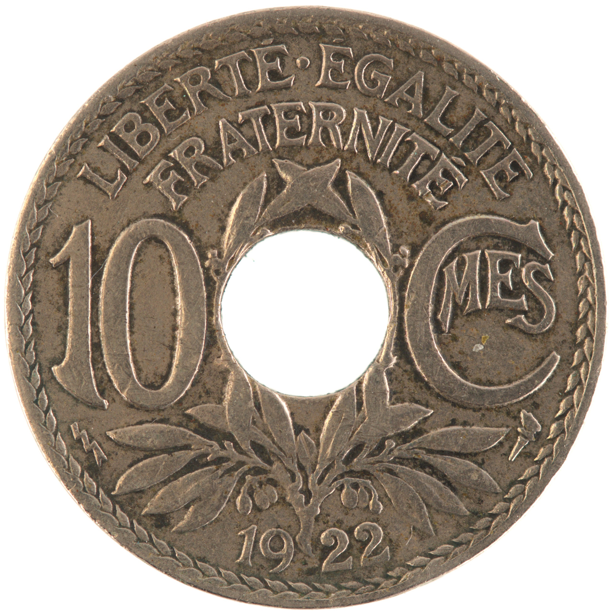 France - Pièce 10 Centimes 1922 cupro-nickel - Lindauer (éclair)