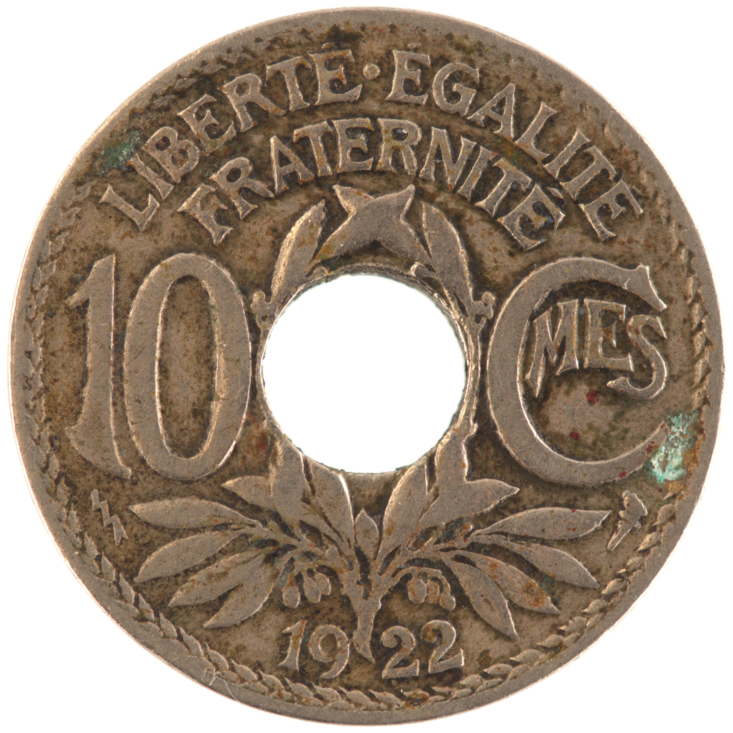 France - Pièce 10 Centimes 1922 cupro-nickel - Lindauer (éclair)