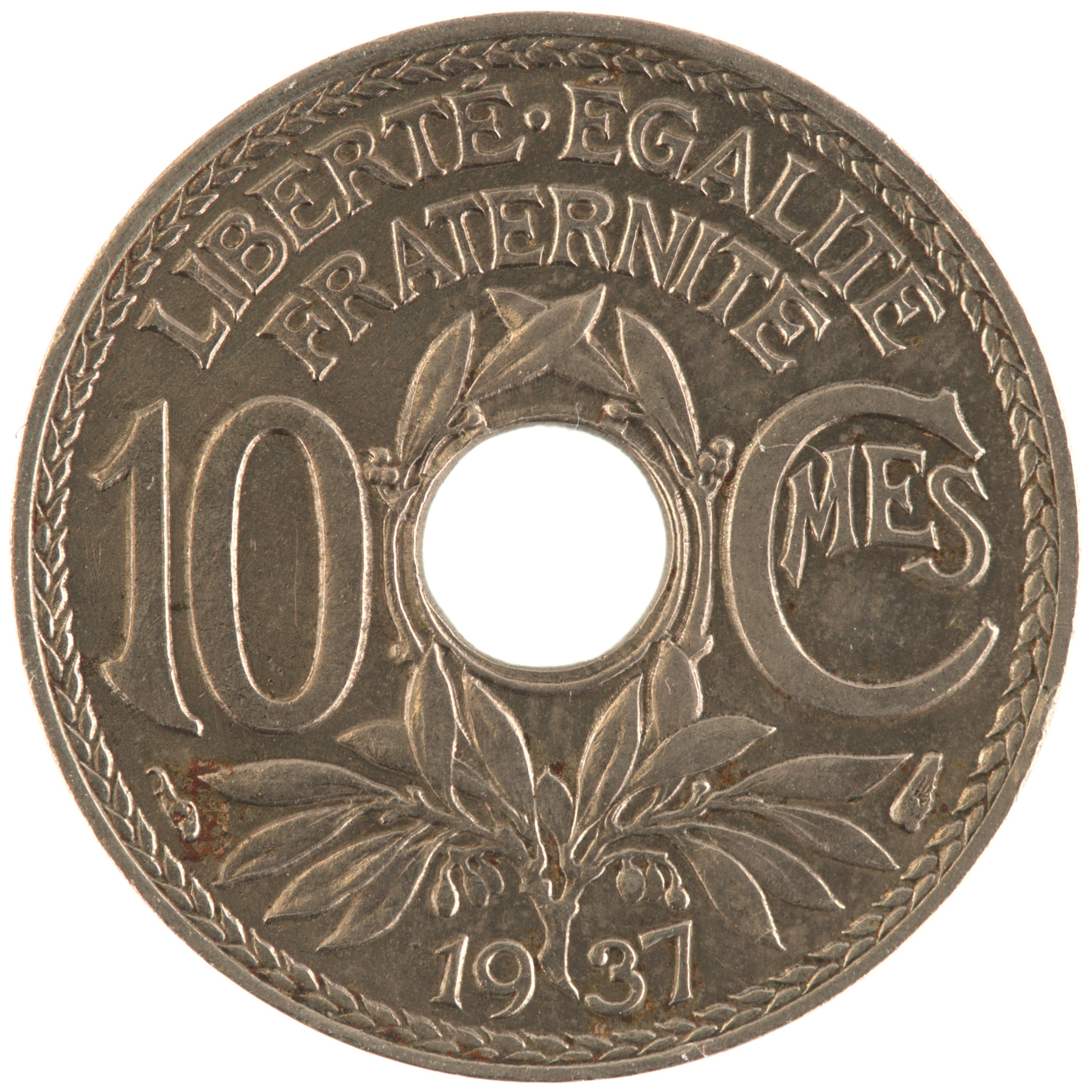 France - Pièce 10 Centimes 1937 cupro-nickel - Lindauer