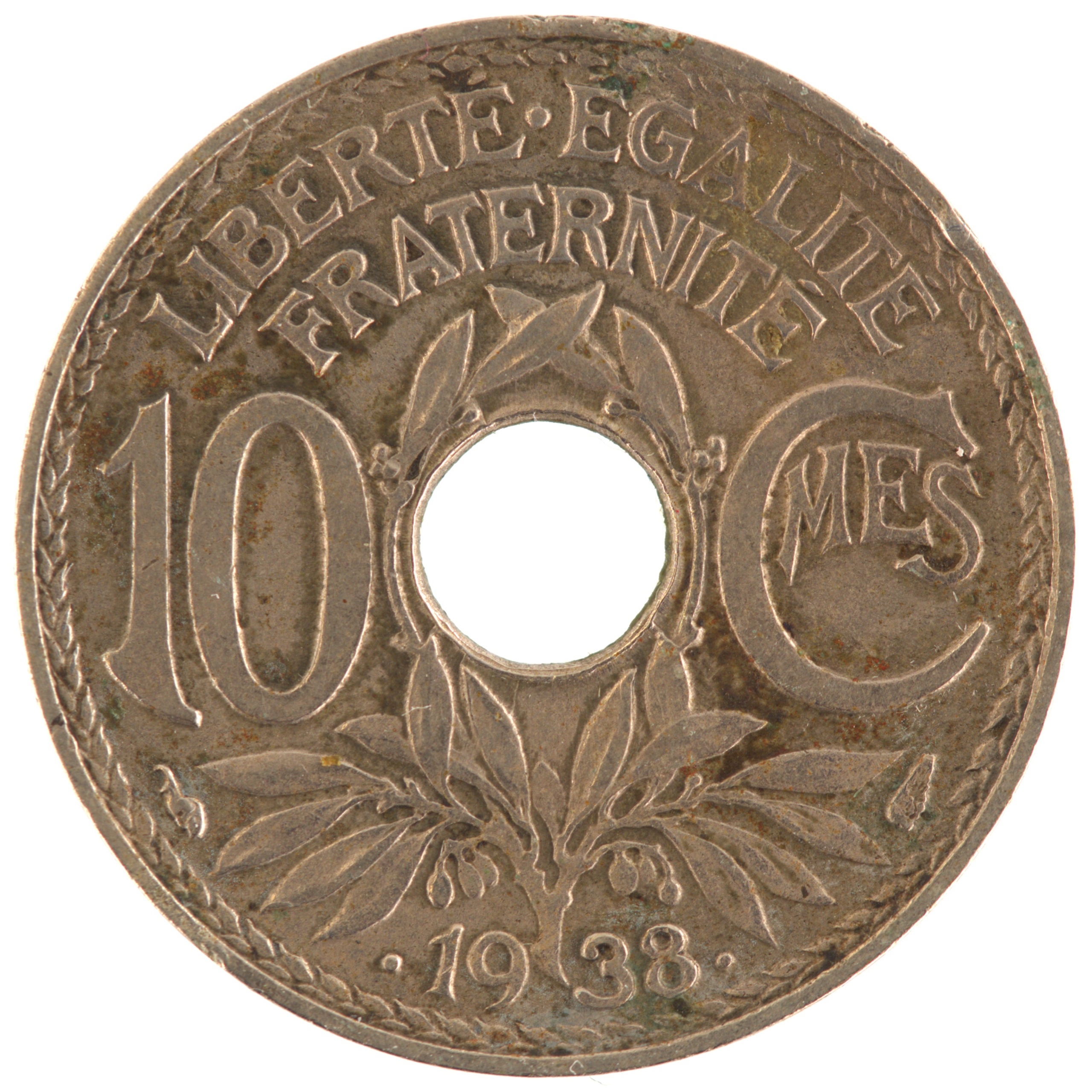 France - Pièce 10 Centimes 1938 maillechort - Lindauer
