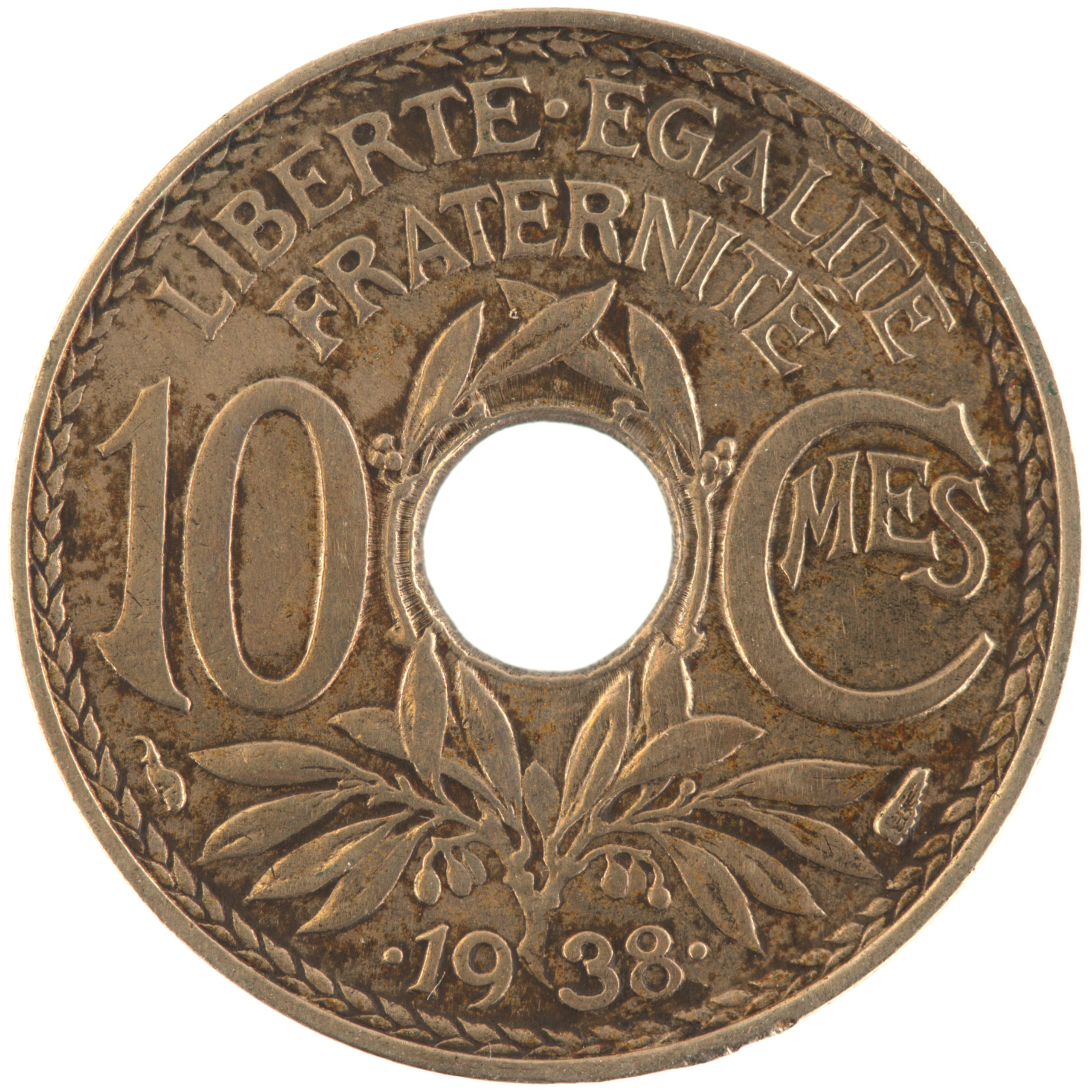 France - Pièce 10 Centimes 1938 maillechort - Lindauer