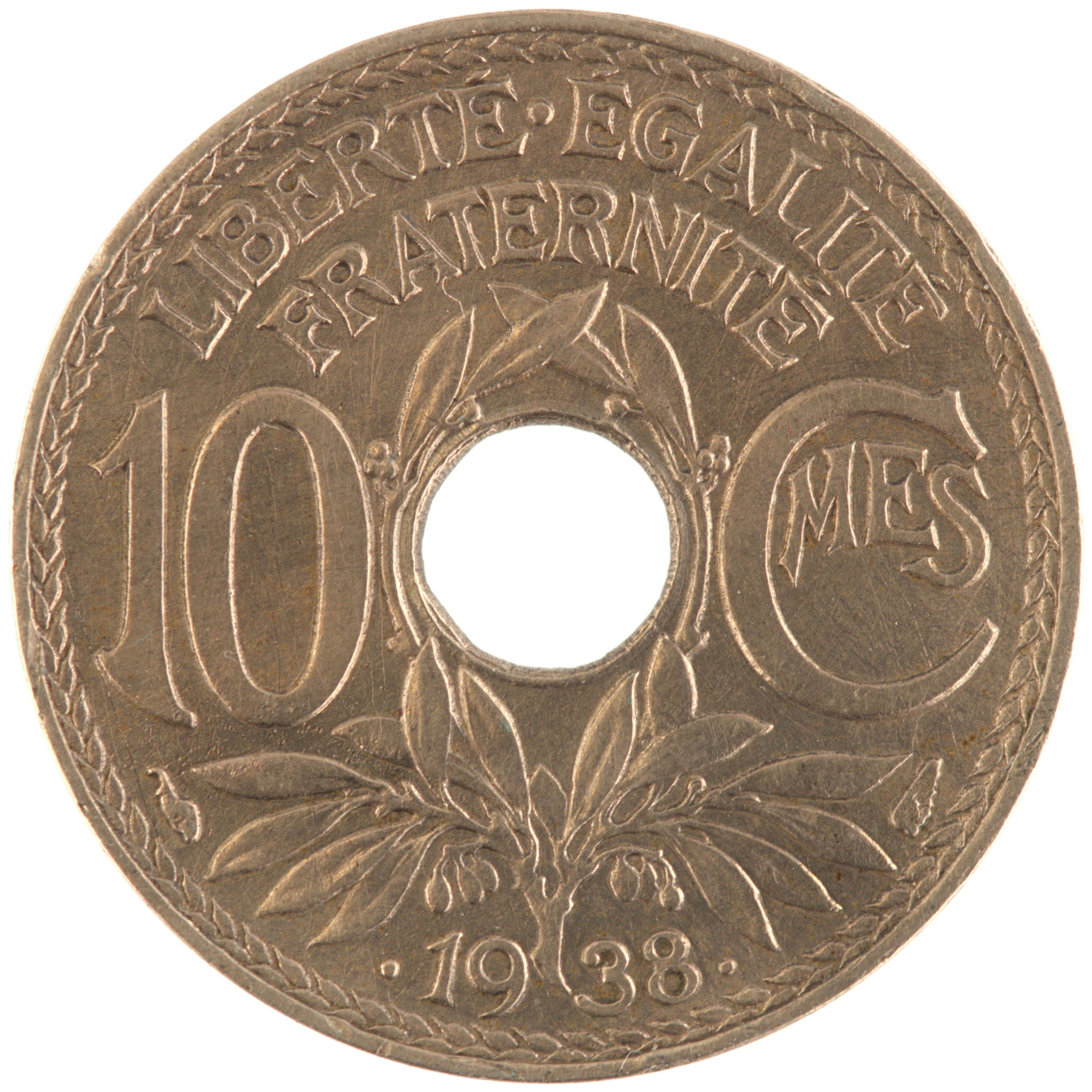 France - Pièce 10 Centimes 1938 maillechort - Lindauer