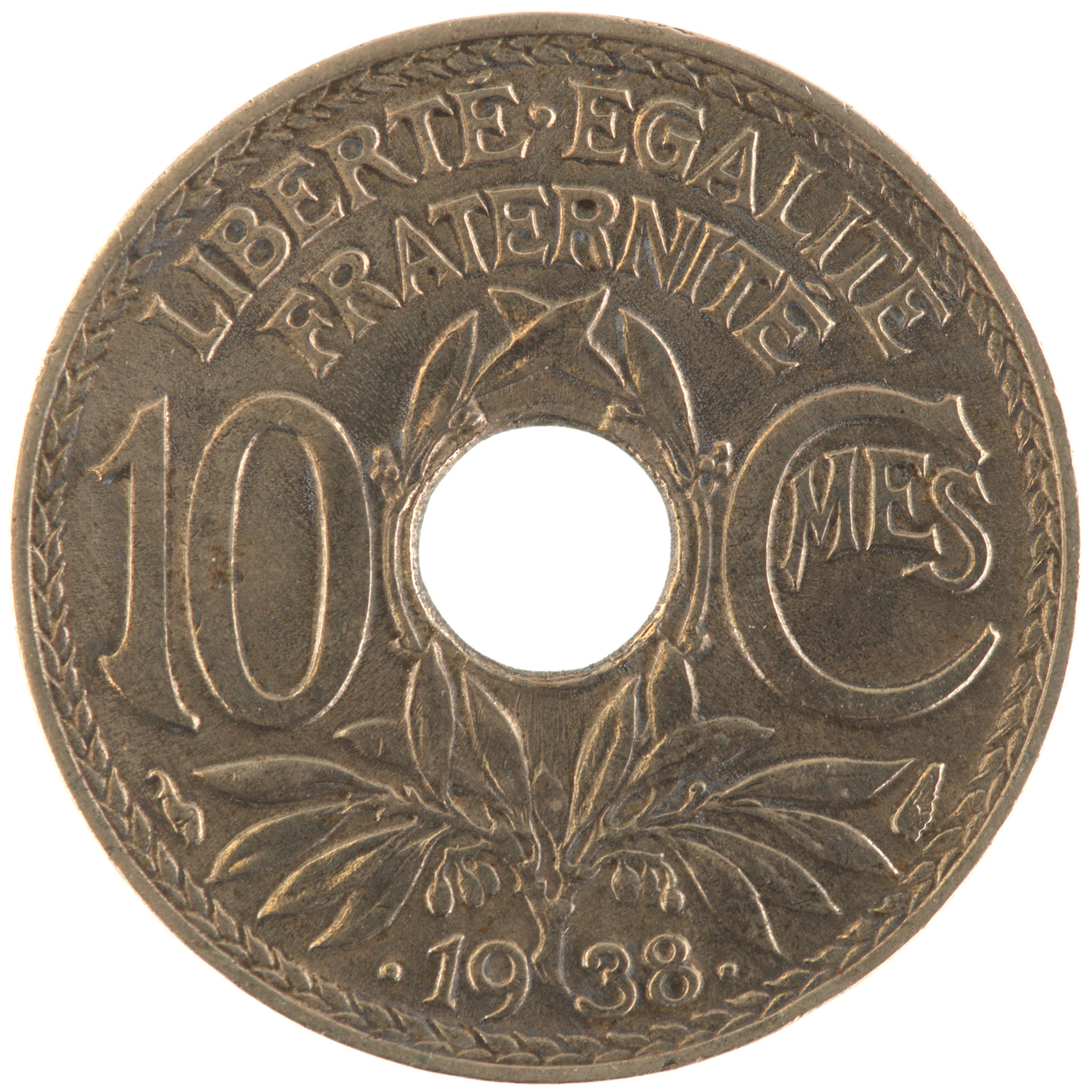 France - Pièce 10 Centimes 1938 maillechort - Lindauer