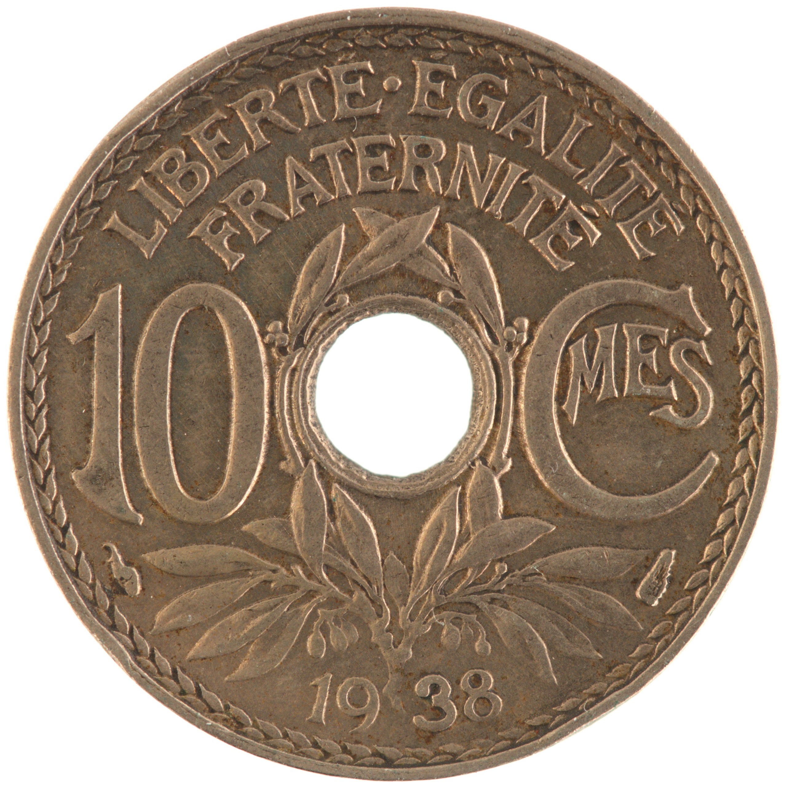 France - Pièce 10 Centimes 1938 cupro-nickel - Lindauer