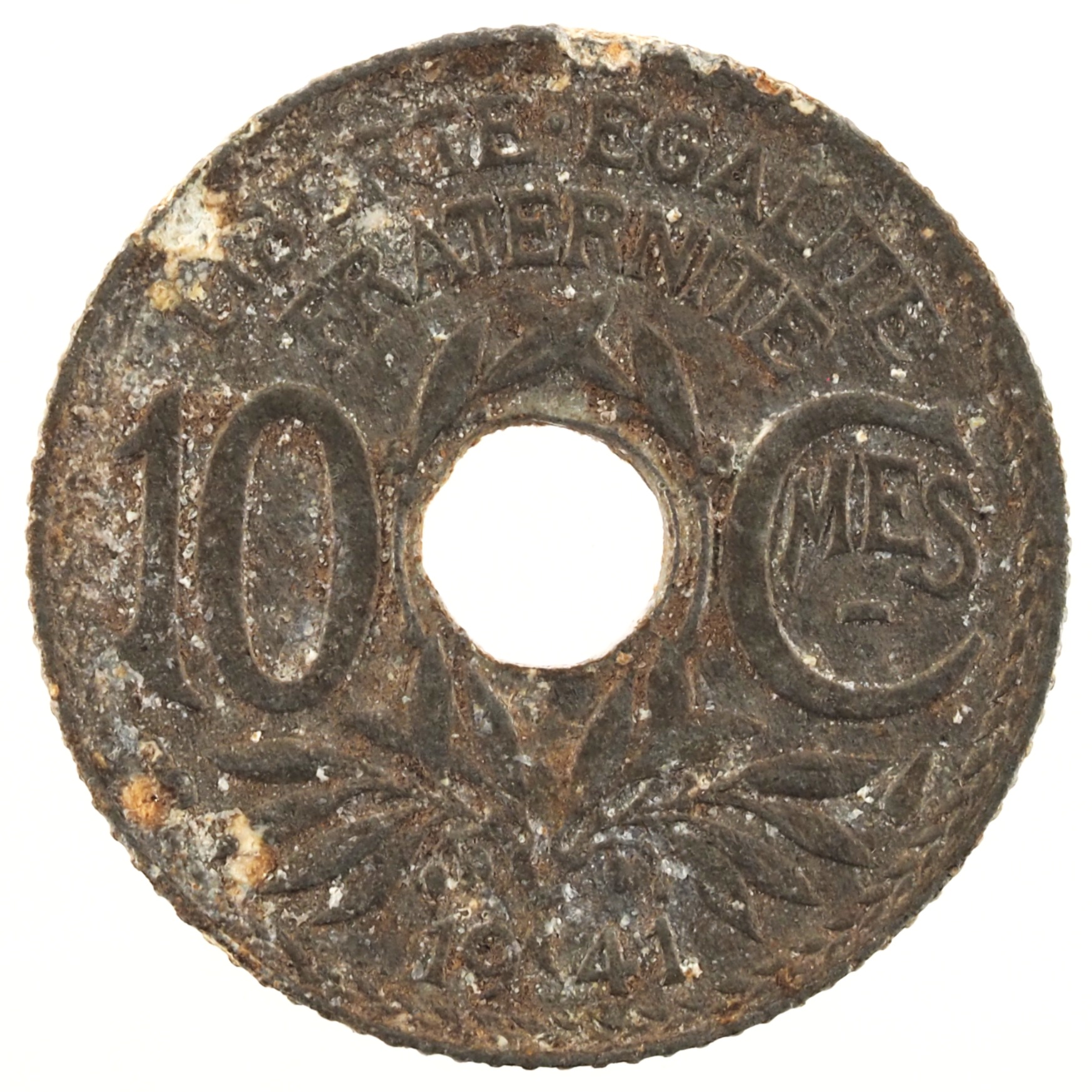 France - Pièce 10 Centimes 1941 zinc - Lindauer, avec abréviation soulignée