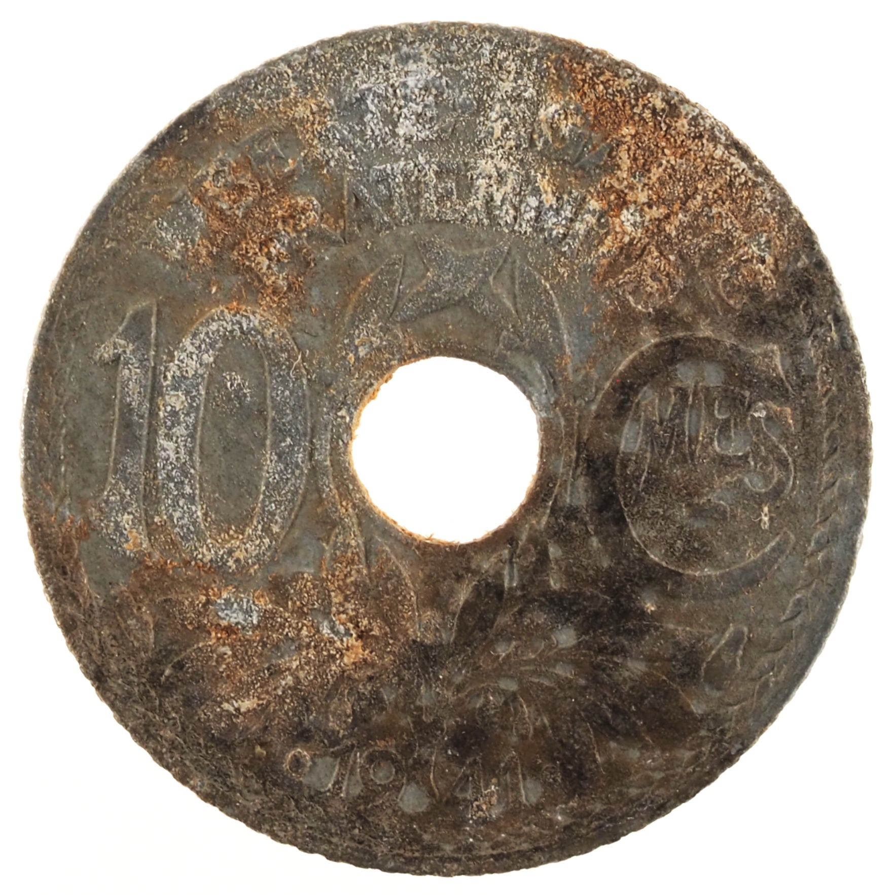 France - Pièce 10 Centimes 1941 zinc - Lindauer, avec abréviation soulignée (millésime entre deux points)