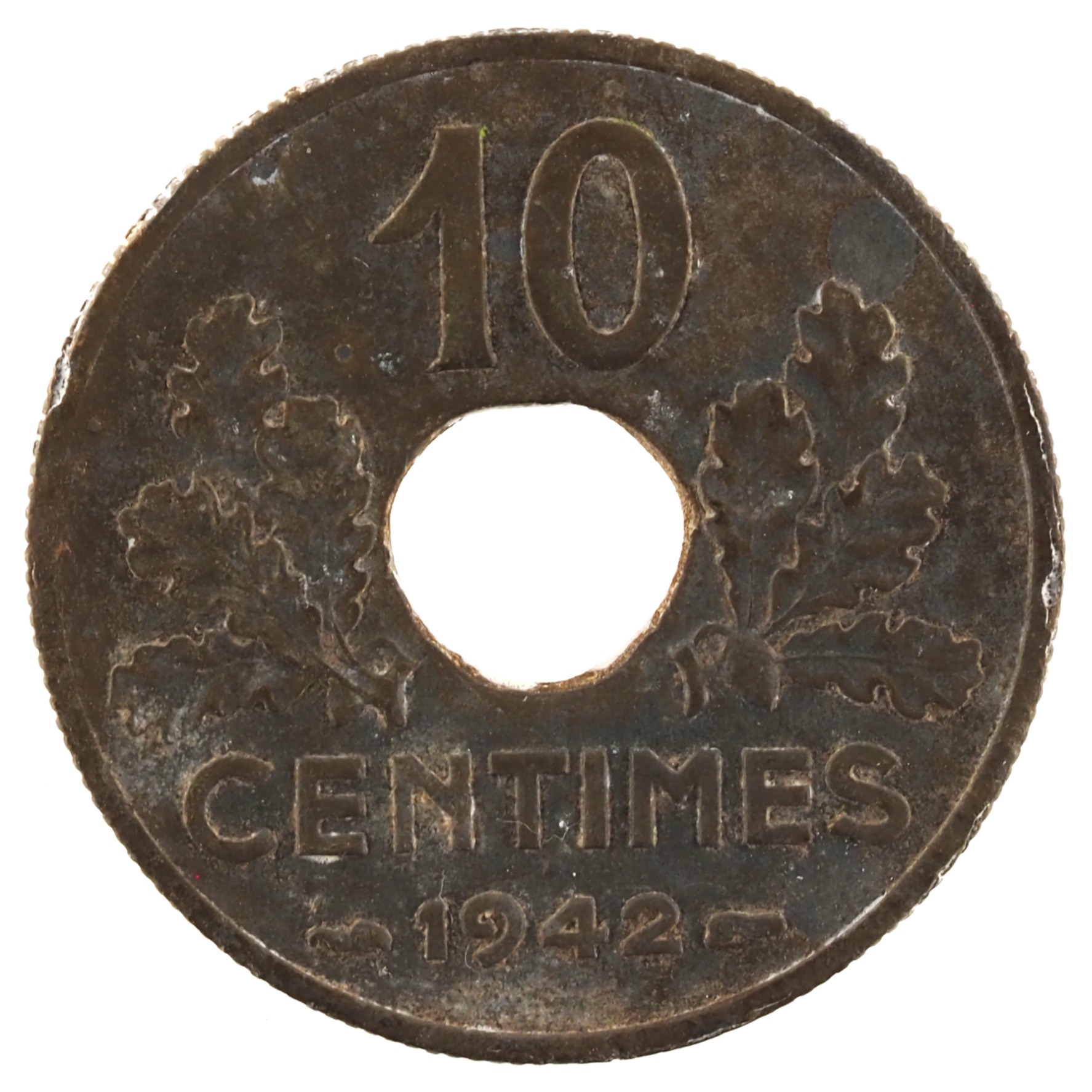 France - Pièce 10 Centimes 1942 zinc - Etat Français, grand module