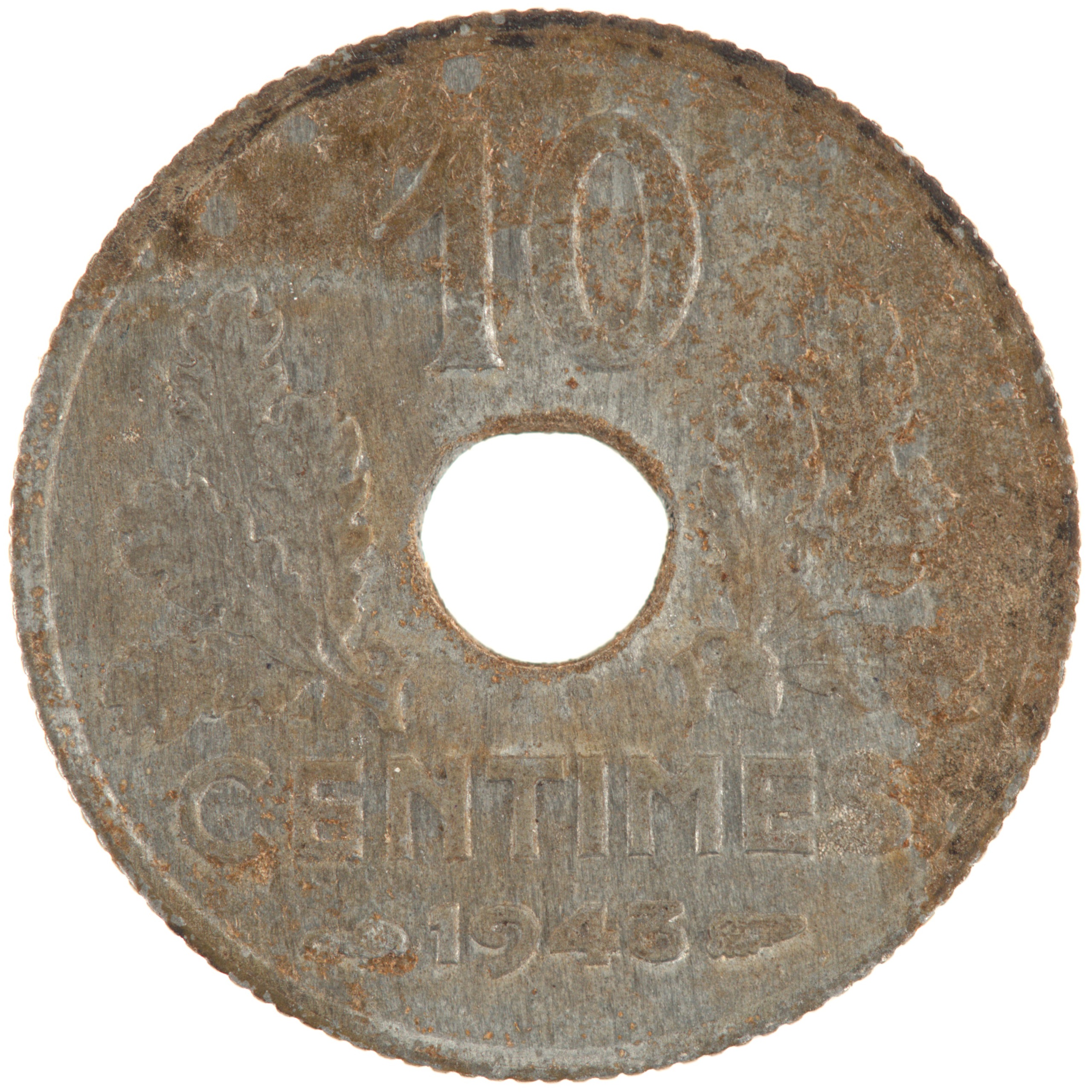 France - Pièce 10 Centimes 1943 zinc - Etat Français, petit module