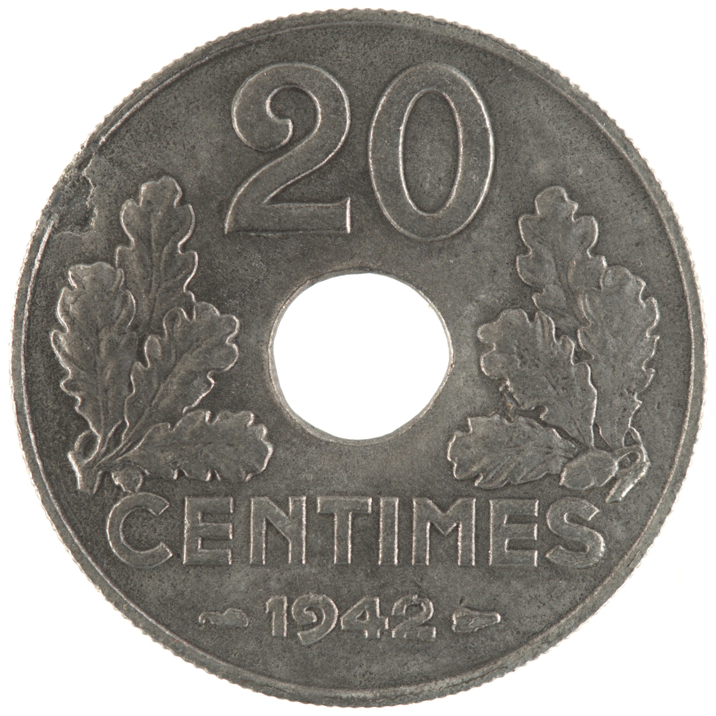 France - Pièce 20 Centimes 1942 zinc - Etat Français, lourde