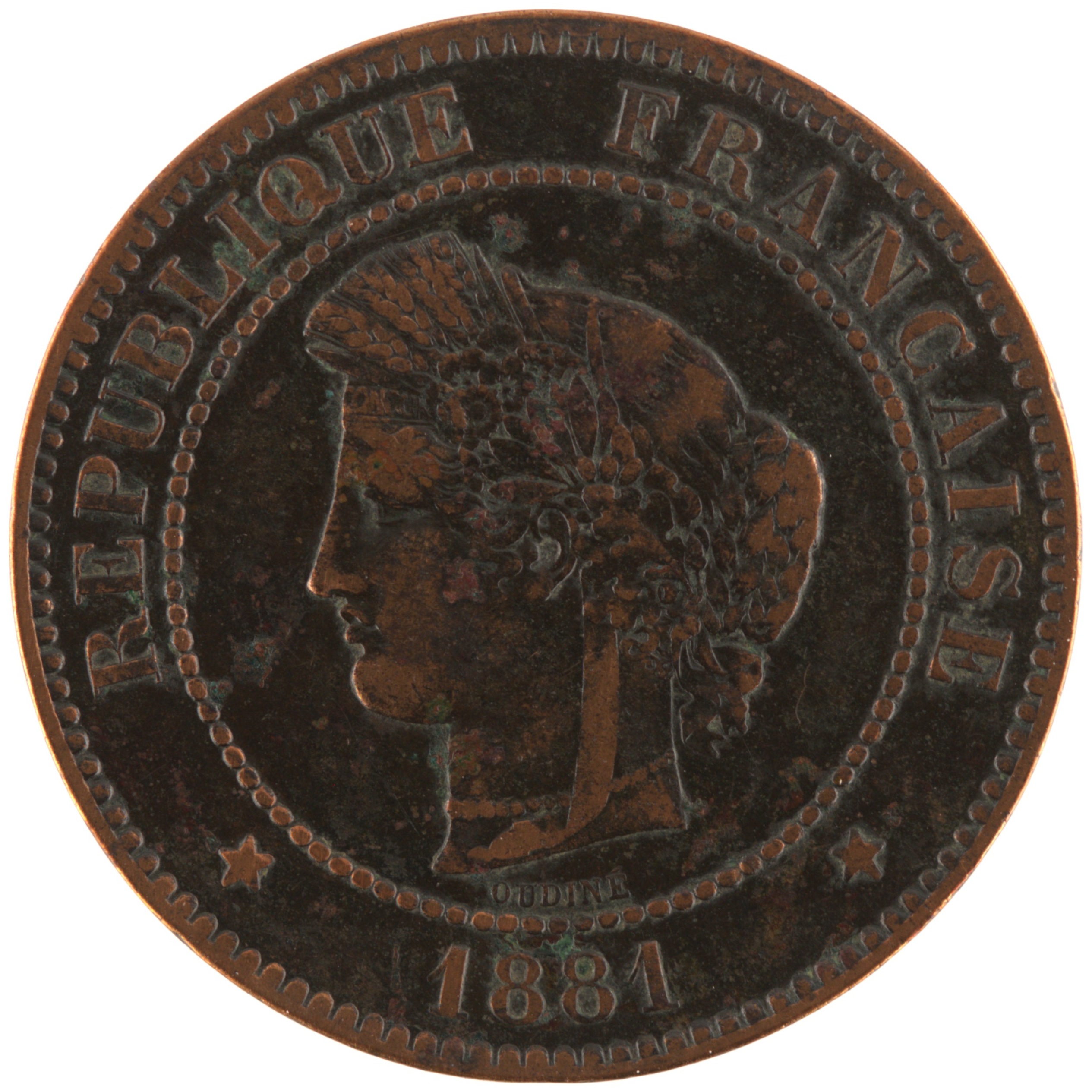 France - Pièce 5 Centimes 1881 A bronze - Cérès
