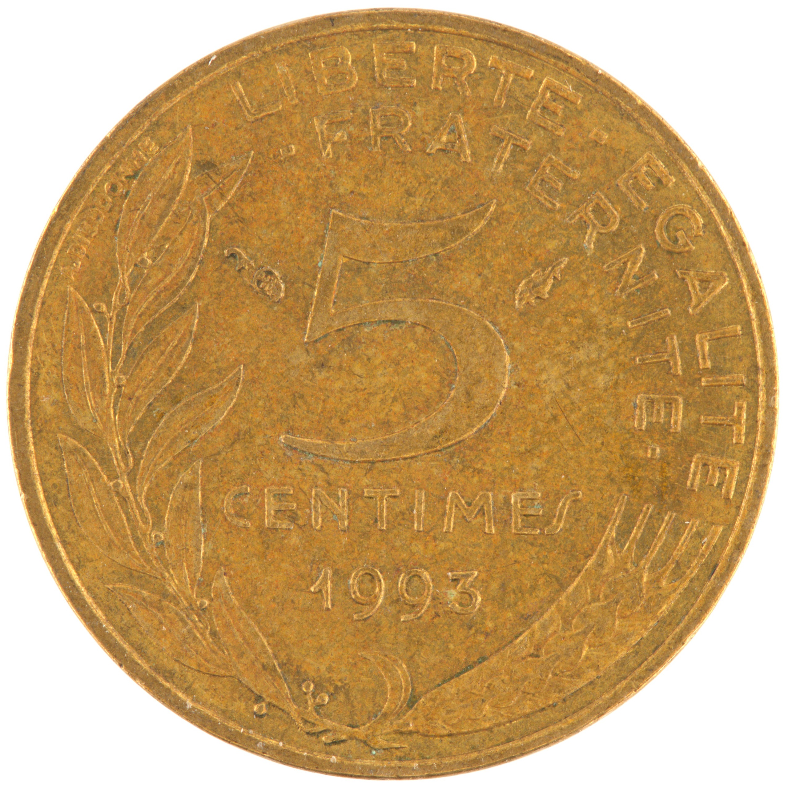 France - Pièce 5 Centimes 1993 bronze-aluminium - Marianne (col à trois plis)