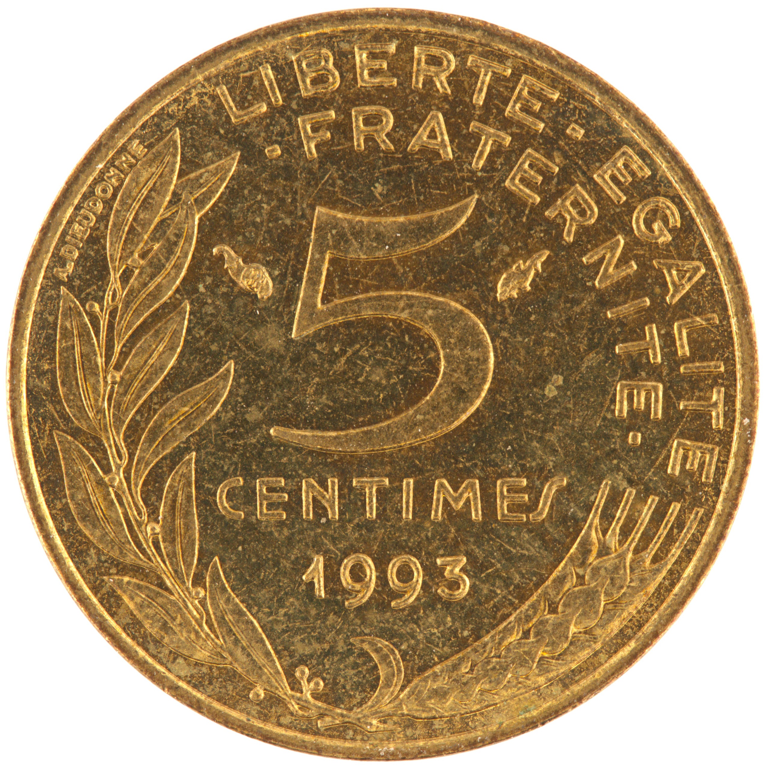 France - Pièce 5 Centimes 1993 bronze-aluminium - Marianne (col à trois plis)