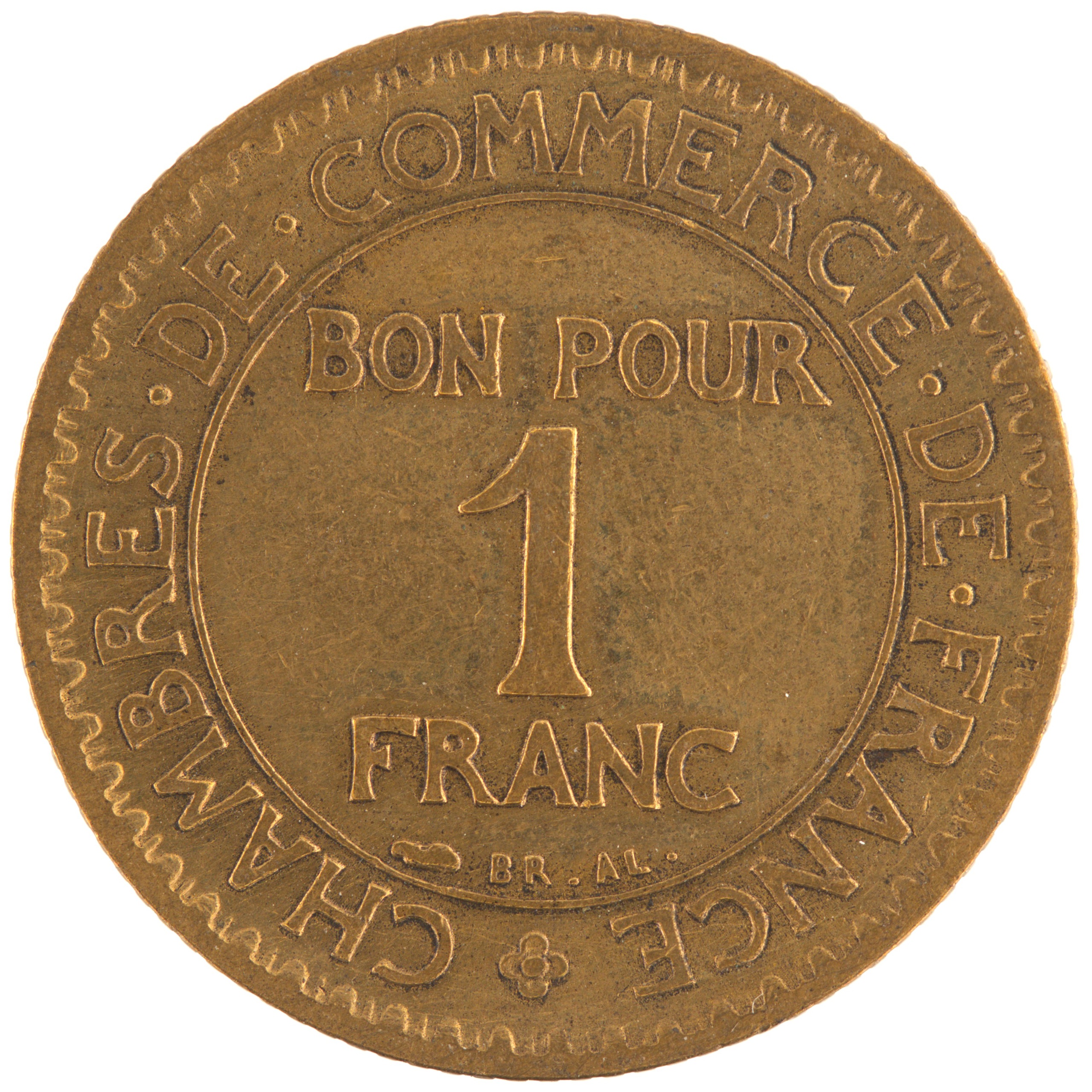 France - Pièce Bon pour 1 Franc 1923 bronze-aluminium - Chambres de Commerce – Image 2