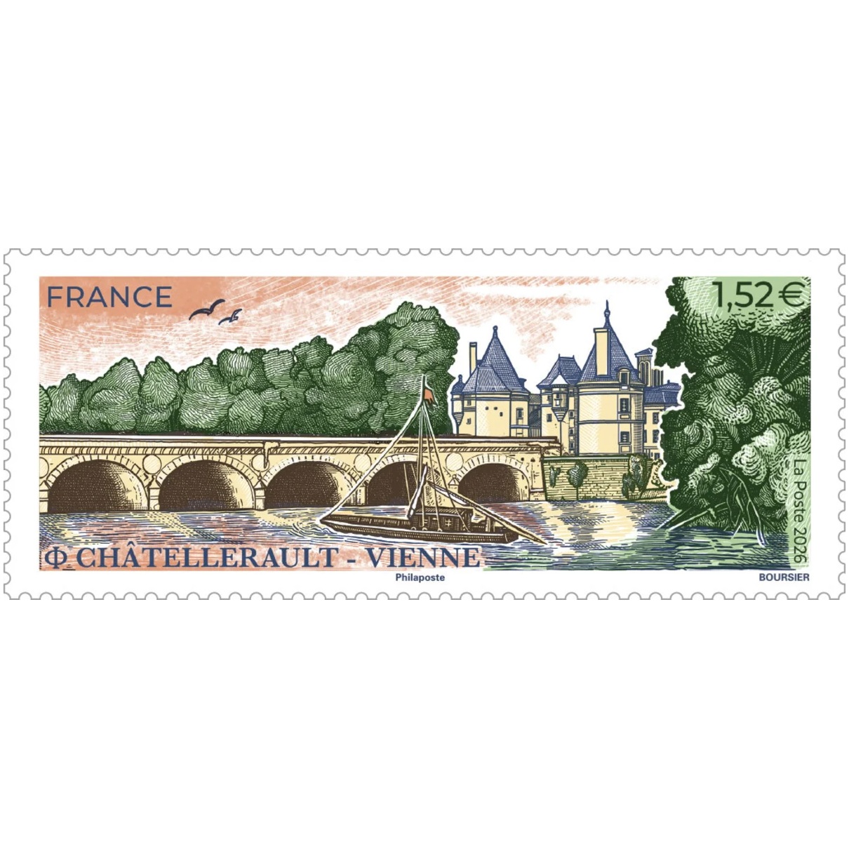 France - Timbre 1,52 Euro 2026 - Châtellerault, dans la Vienne