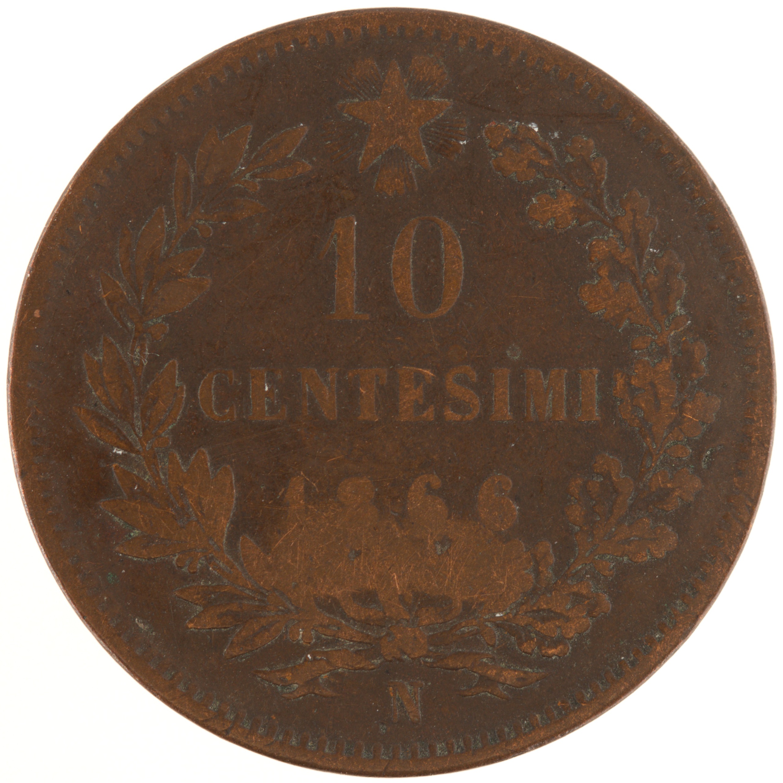 Italie - Pièce 10 Centesimi 1866 N cuivre - Victor-Emmanuel II