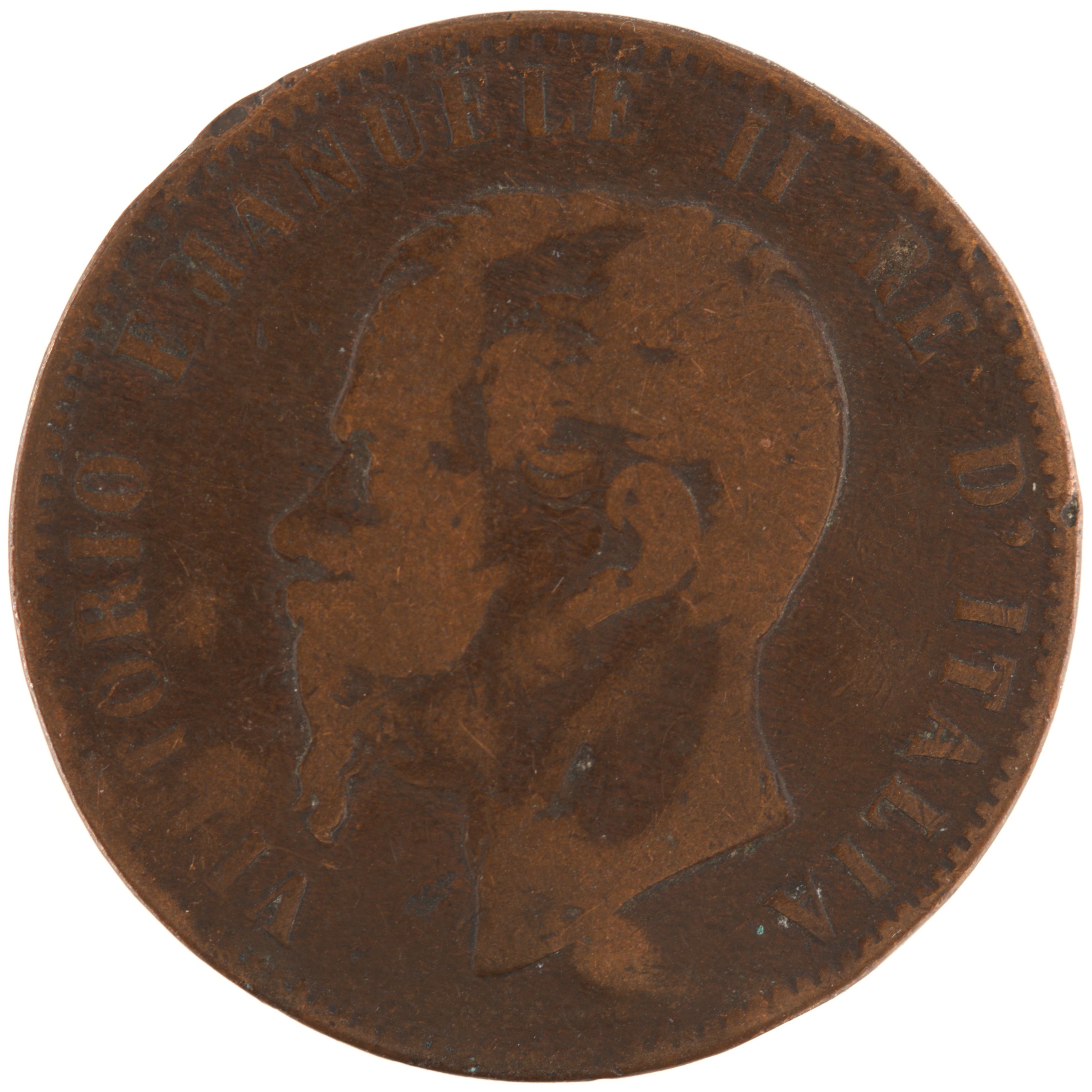Italie - Pièce 10 Centesimi 1867 H cuivre - Victor-Emmanuel II – Image 2