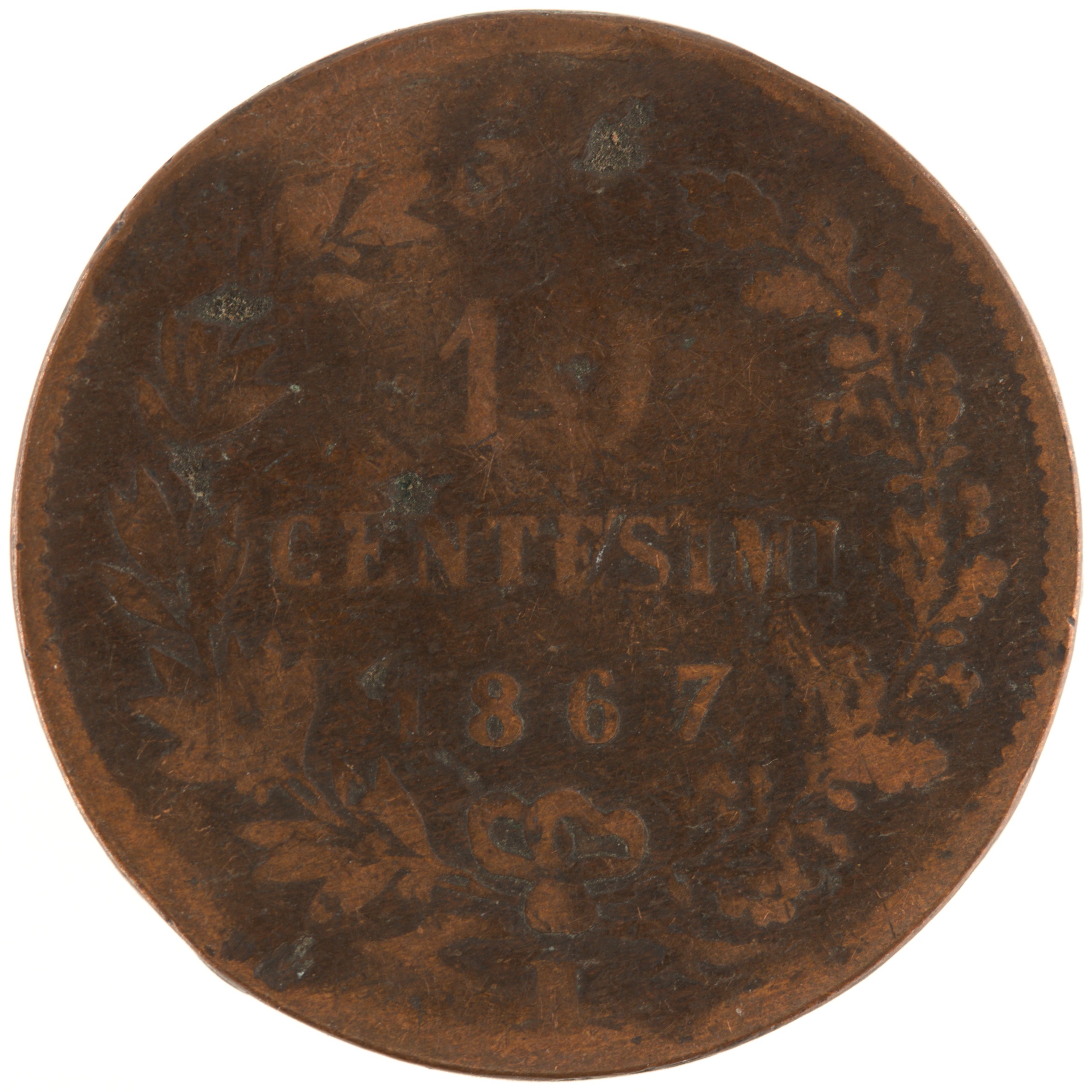 Italie - Pièce 10 Centesimi 1867 H cuivre - Victor-Emmanuel II