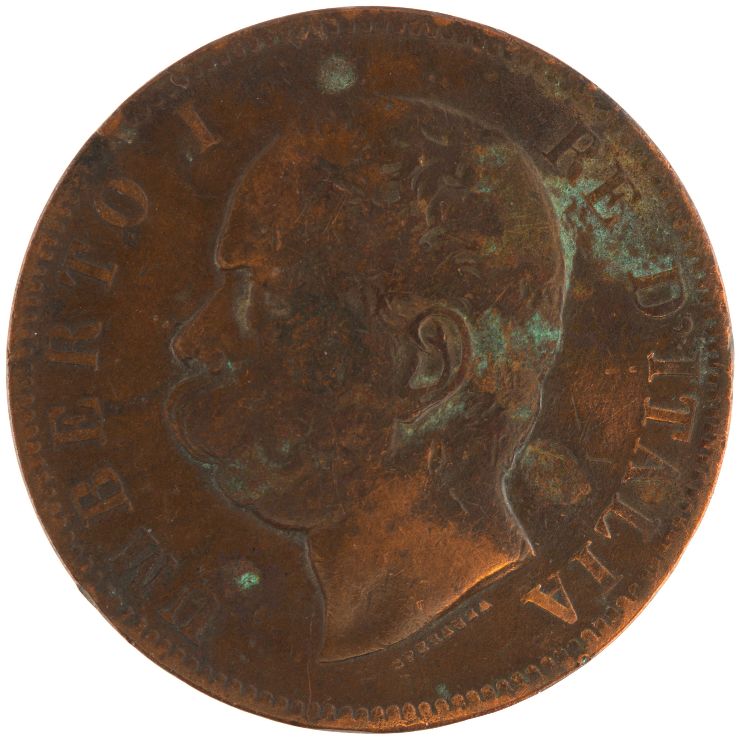 Italie - Pièce 10 Centesimi 1893 BI cuivre - Humbert Ier – Image 2