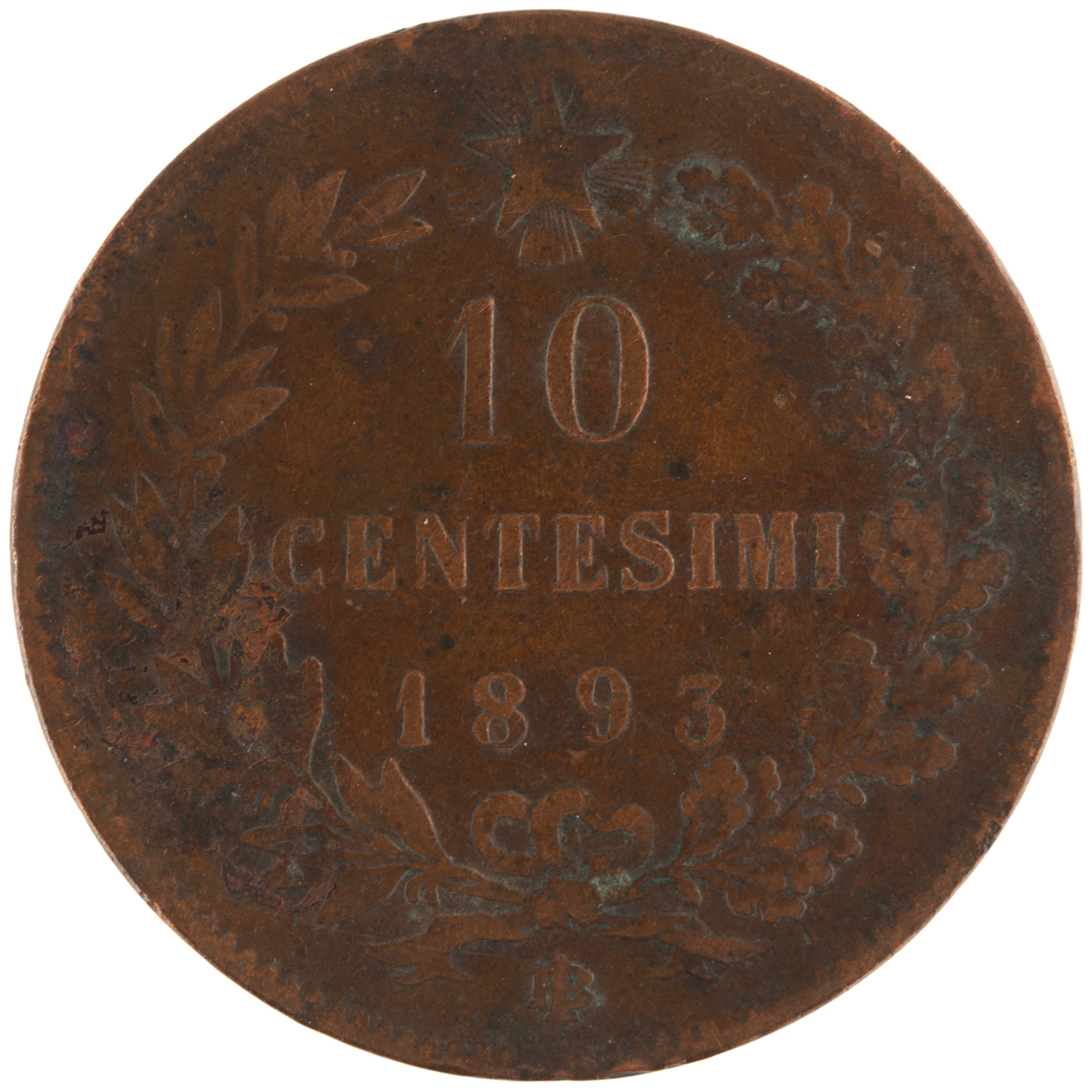 Italie - Pièce 10 Centesimi 1893 BI cuivre - Humbert Ier