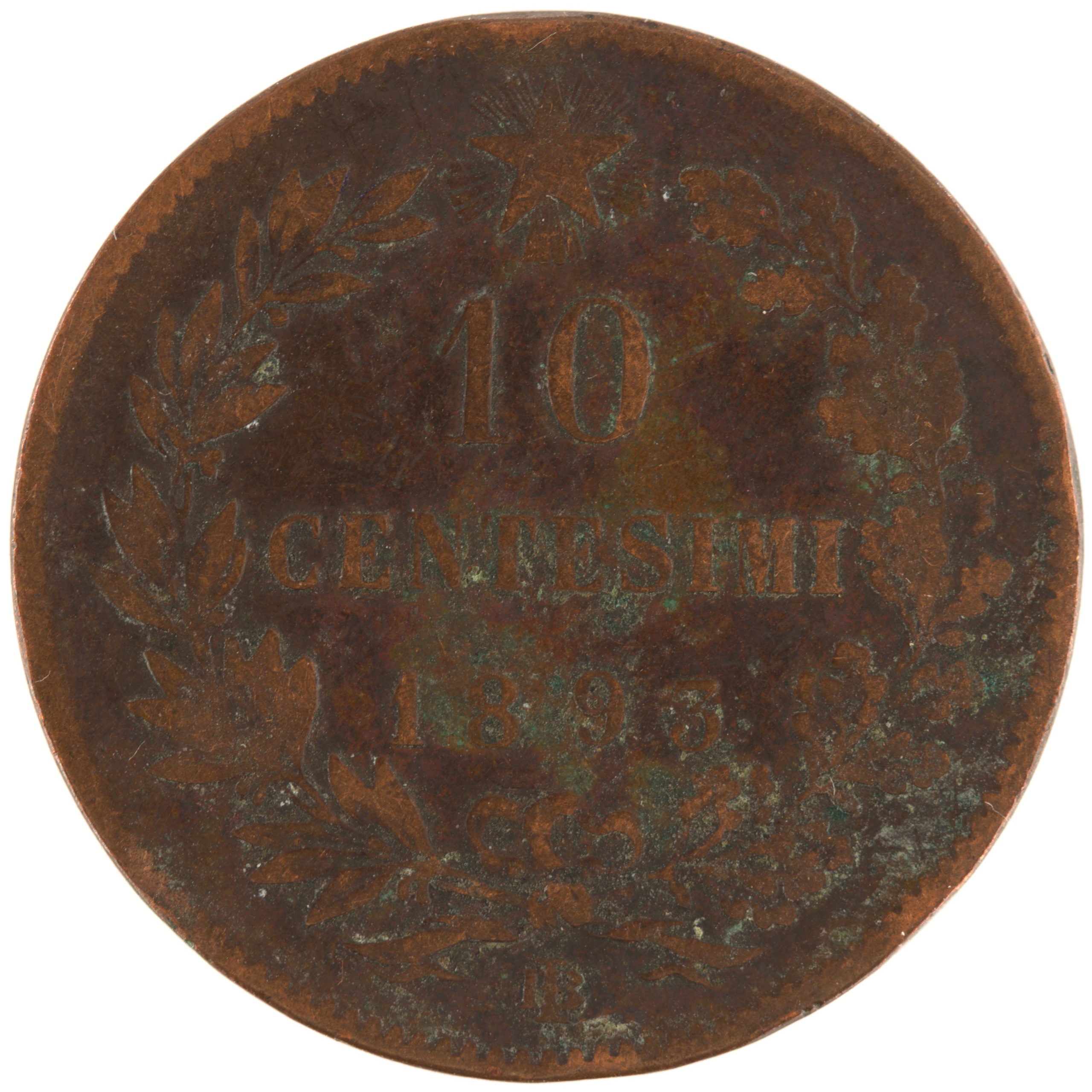 Italie - Pièce 10 Centesimi 1893 BI cuivre - Humbert Ier