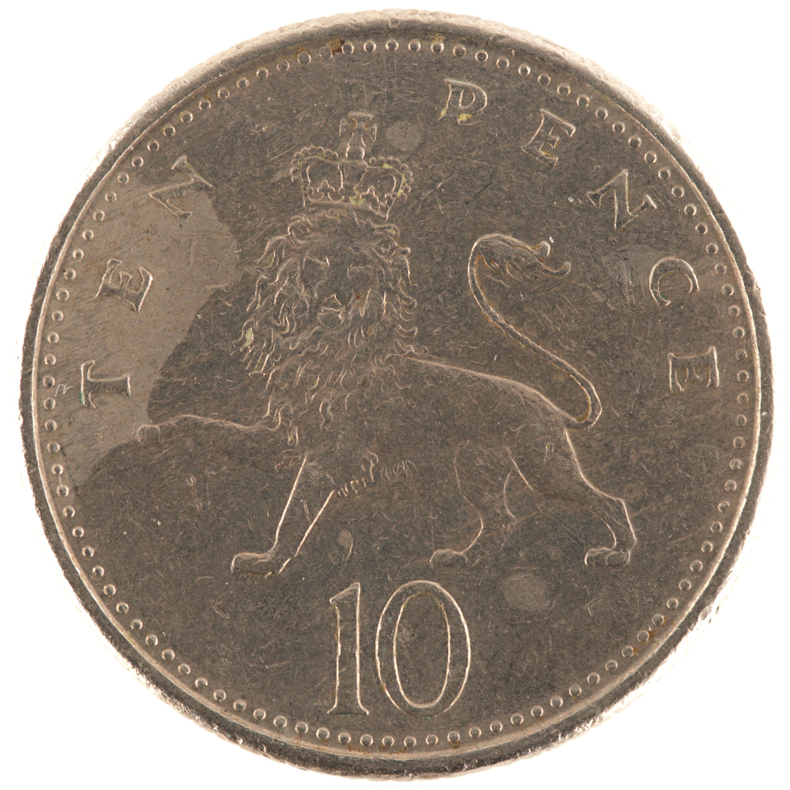 Royaume-Uni - Pièce 10 Pence 1992 cupro-nickel - Elisabeth II / Lion léopardé couronné, petit module – Image 2
