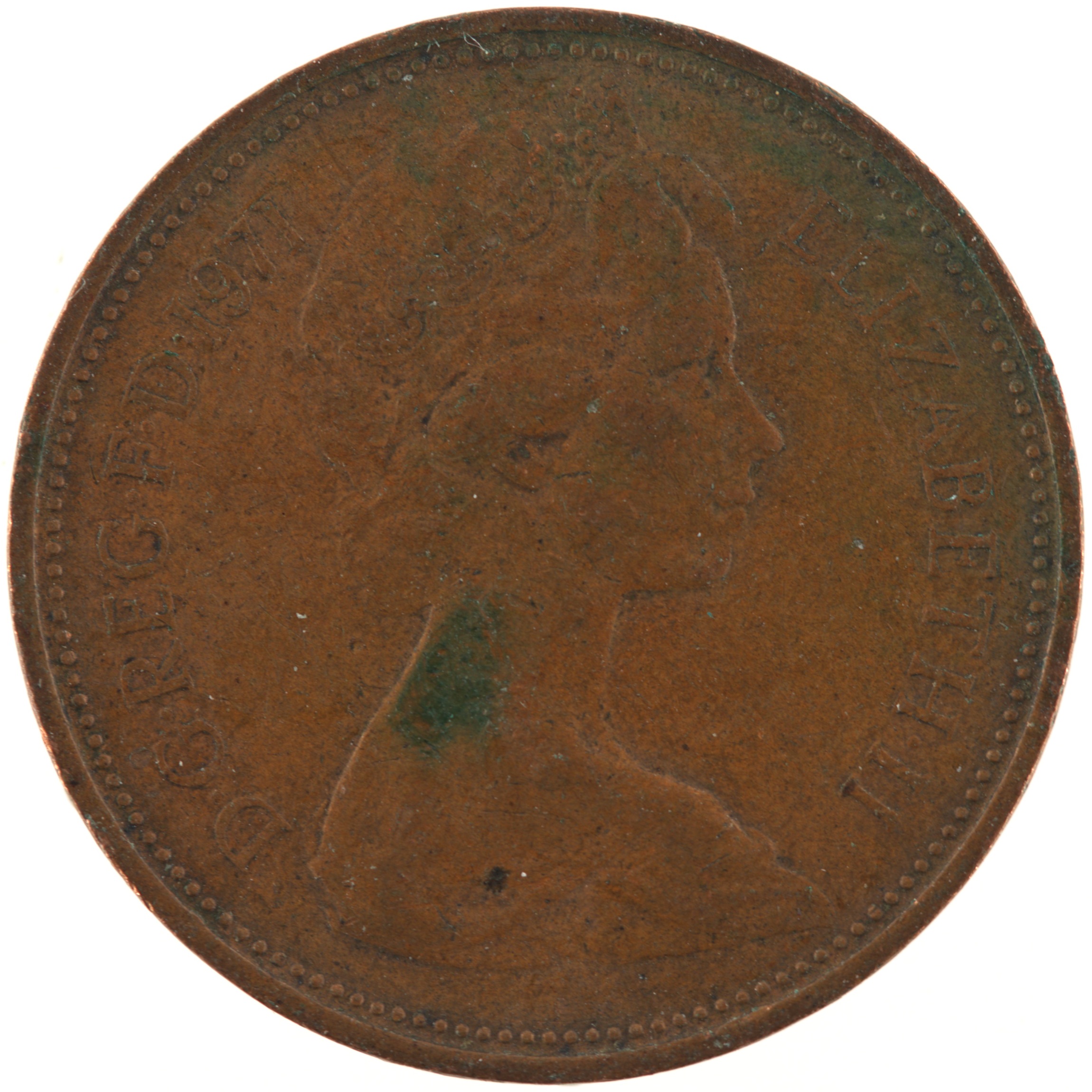 Royaume-Uni - Pièce 2 Pence 1971 bronze - Elisabeth II / Plumes d'autruche dans une couronne