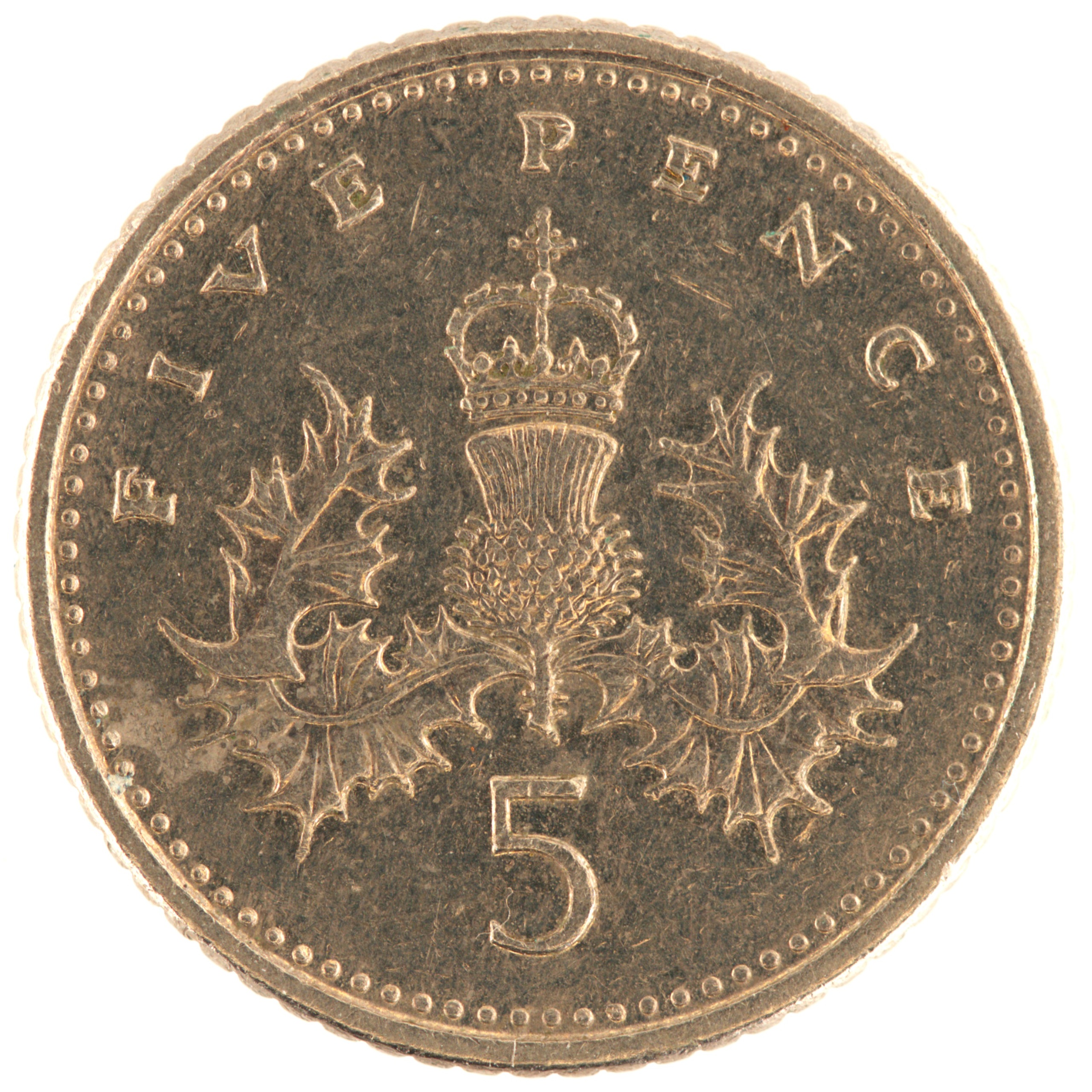 Royaume-Uni - Pièce 5 Pence 1990 cupro-nickel - Elisabeth II / Chardon couronné – Image 2