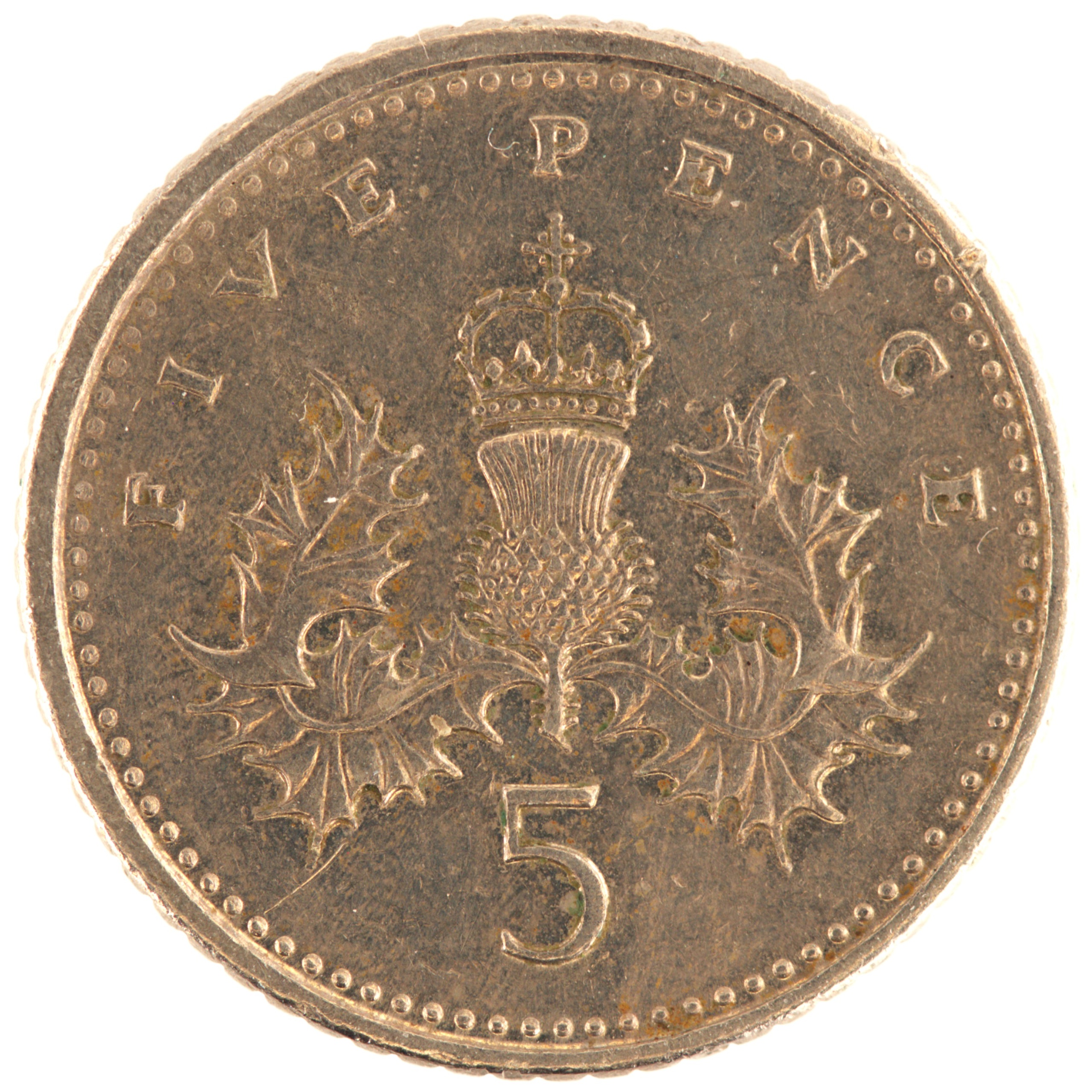 Royaume-Uni - Pièce 5 Pence 1990 cupro-nickel - Elisabeth II / Chardon couronné – Image 2