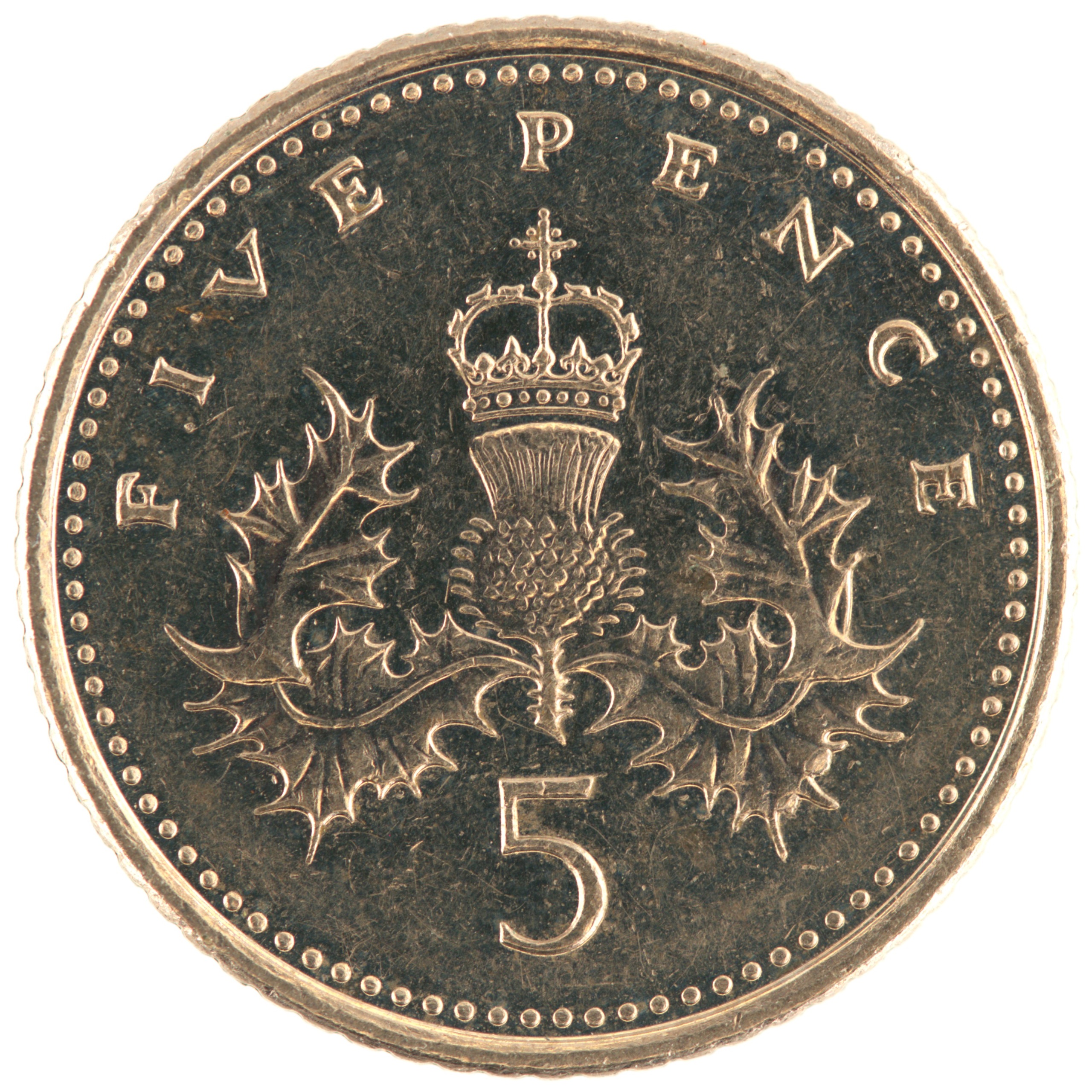 Royaume-Uni - Pièce 5 Pence 2004 cupro-nickel - Elisabeth II / Chardon couronné – Image 2