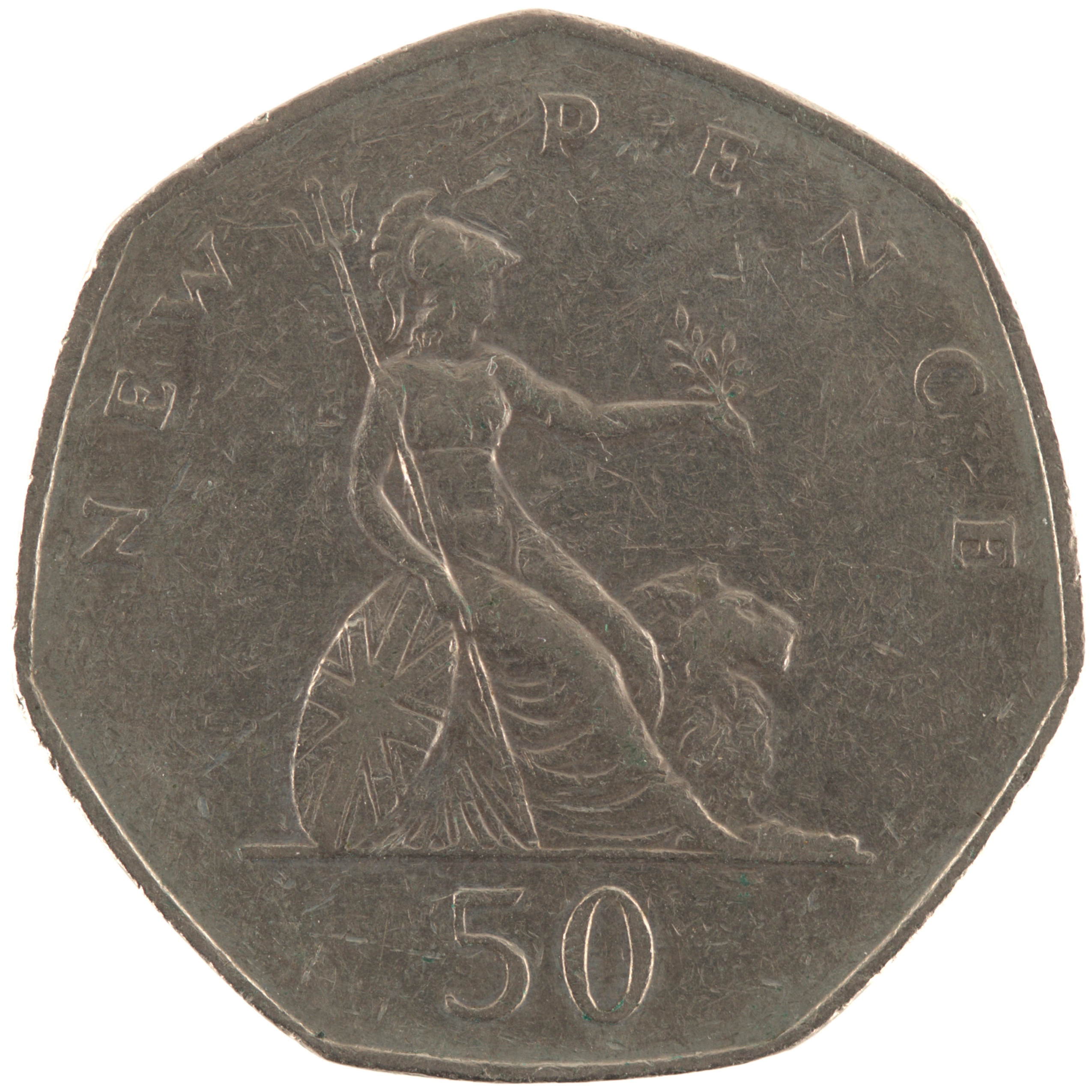 Royaume-Uni - Pièce 50 New Pence 1980 cupro-nickel - Elisabeth II / Britannia et le lion – Image 2