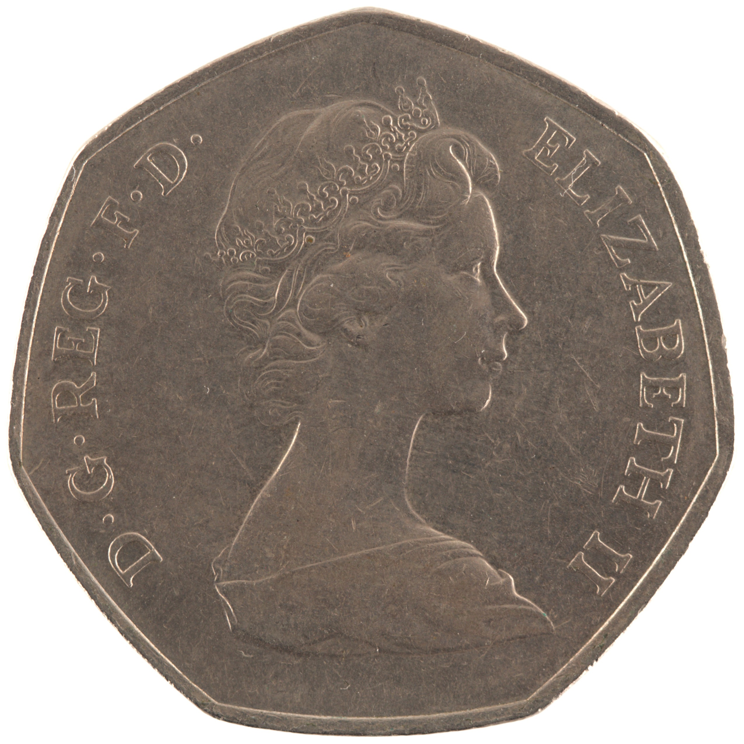 Royaume-Uni - Pièce 50 Pence 1973 cupro-nickel - Elisabeth II / Entrée dans la Communauté économique européenne – Image 2