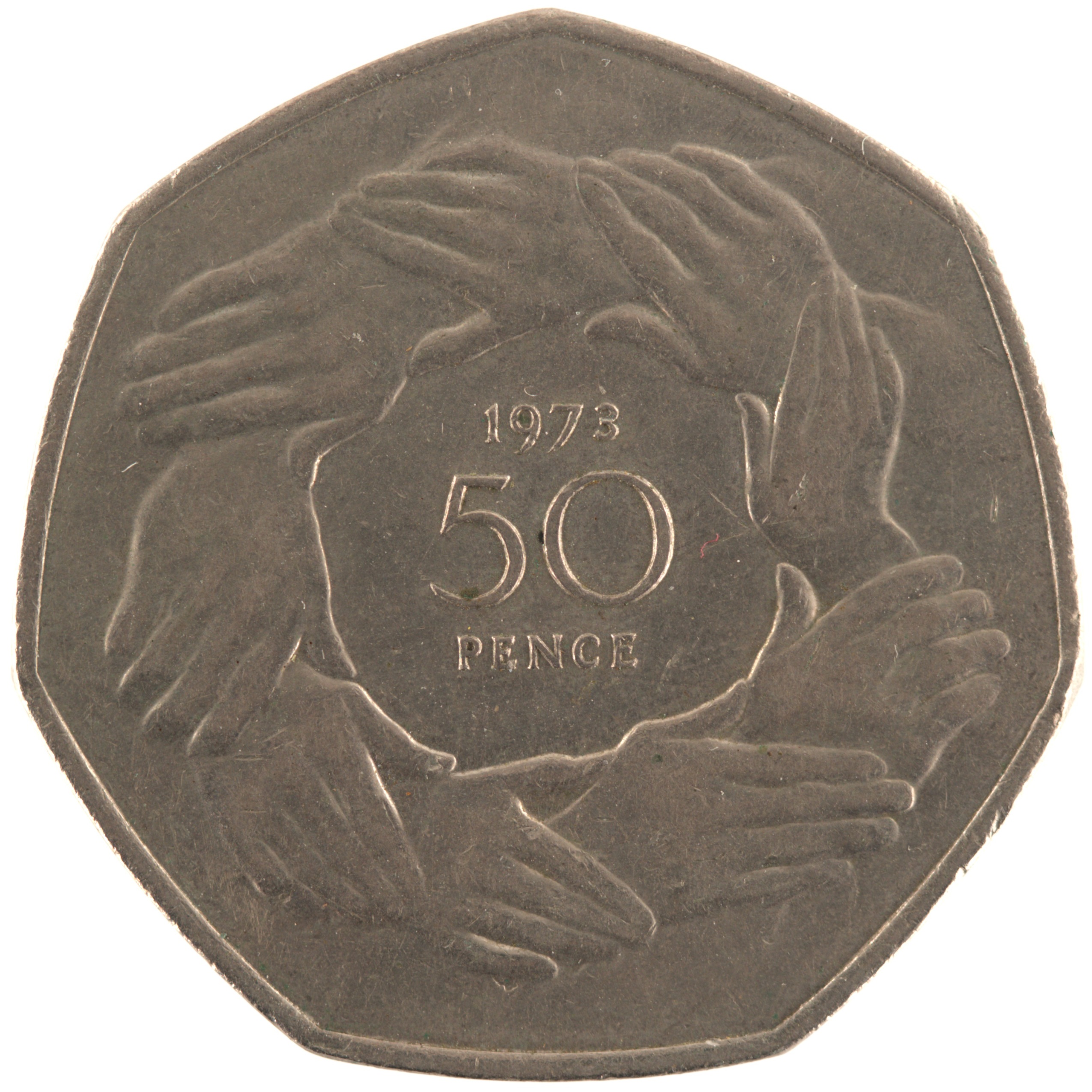 Royaume-Uni - Pièce 50 Pence 1973 cupro-nickel - Elisabeth II / Entrée dans la Communauté économique européenne