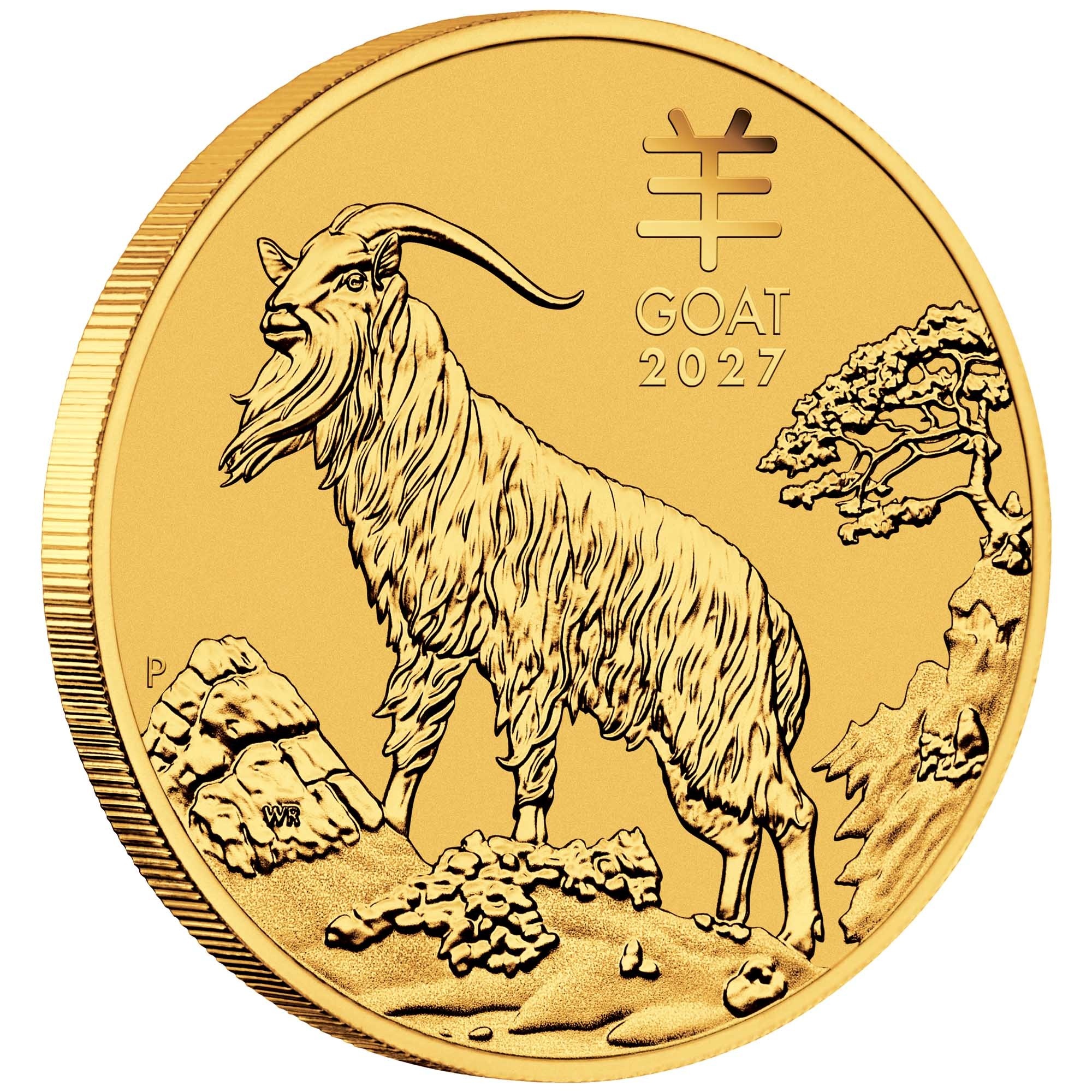 Australie - Pièce 100 Dollars 2027 1 once or - Année lunaire de la Chèvre – Image 3