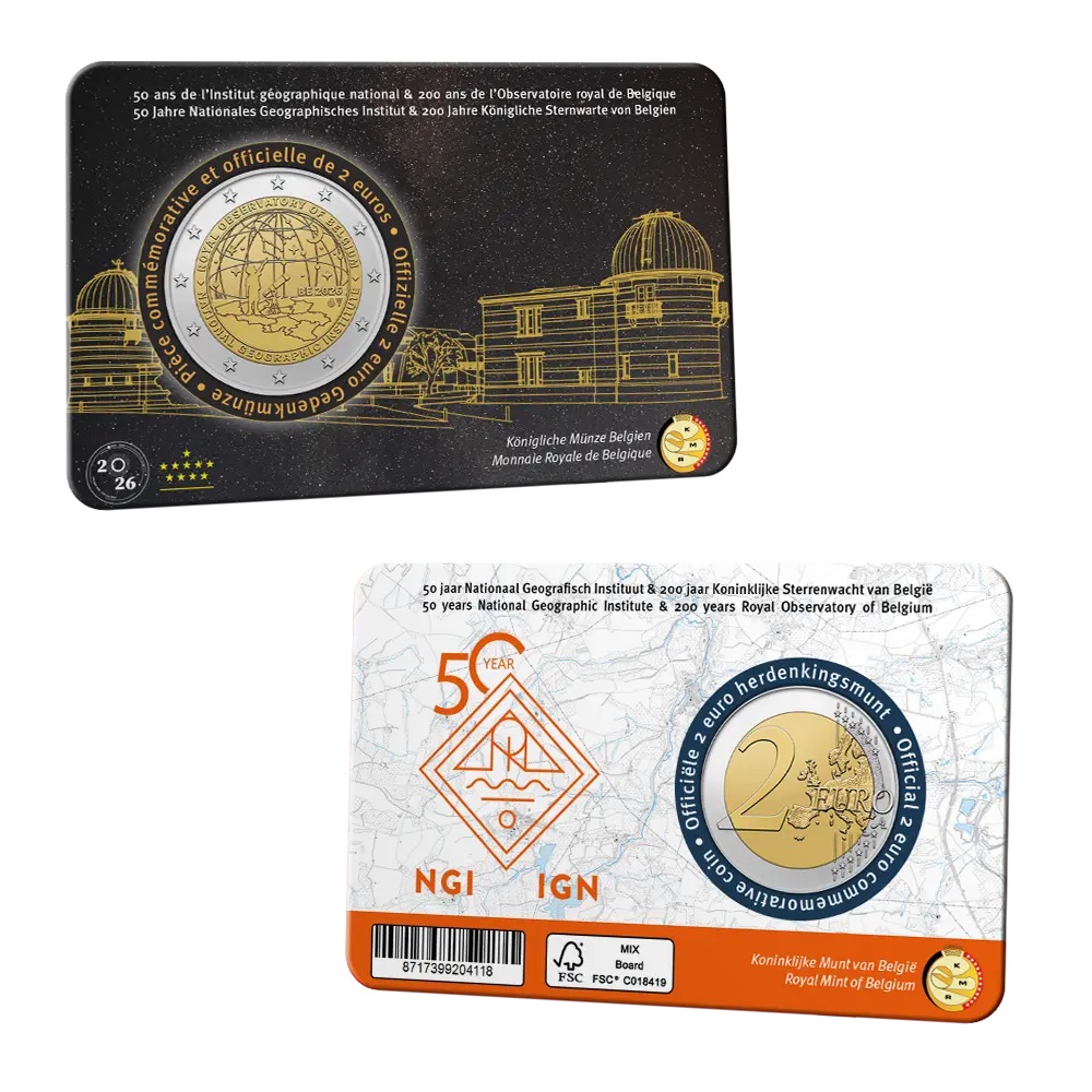 Belgique - Pièce 2 Euro 2026 cupro-nickel et nickel-laiton BU - Institut géographique national et observatoire royal de Belgique – Image 5