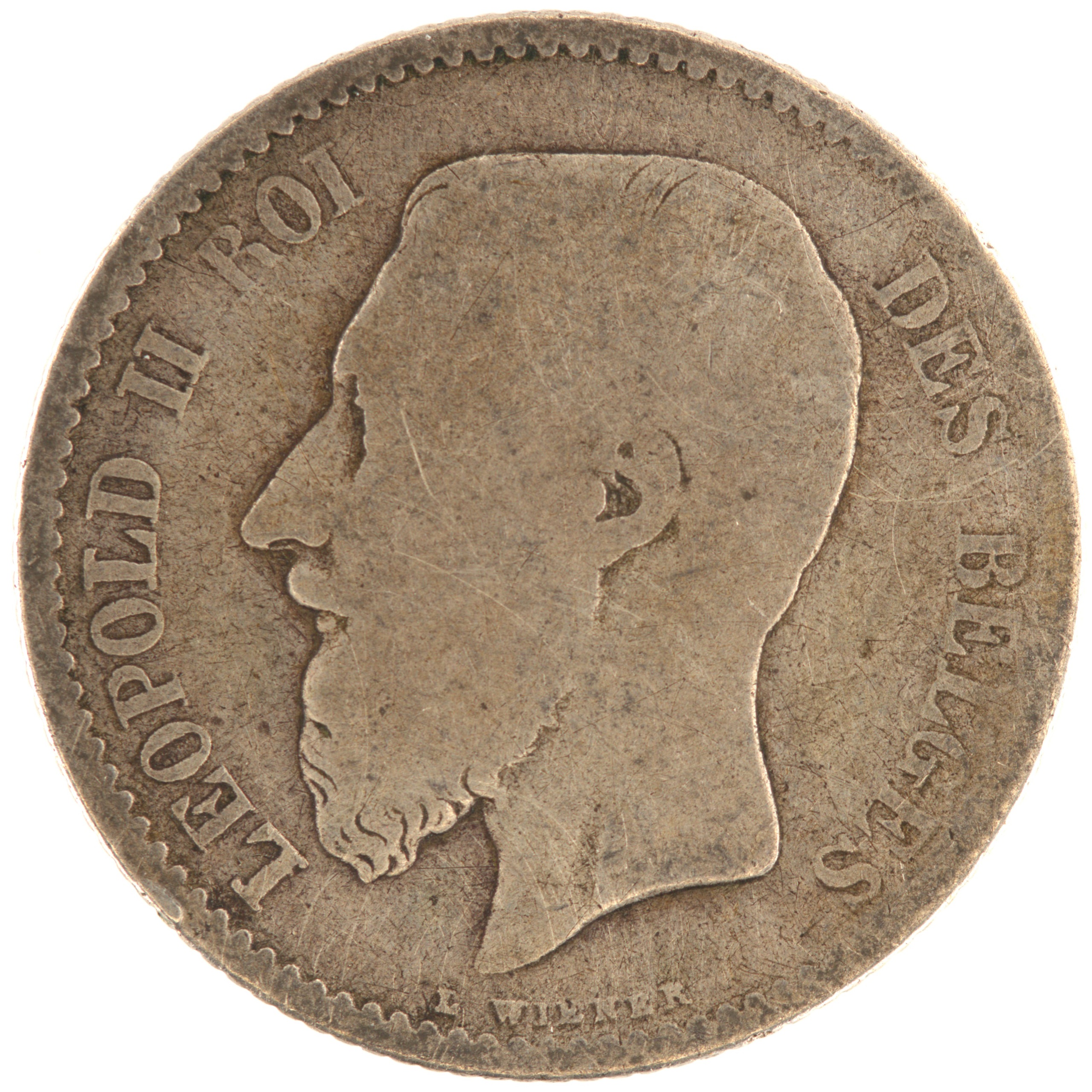 Belgique - Pièce 1 Franc 1867 argent - Léopold II / Armes belges – Image 2