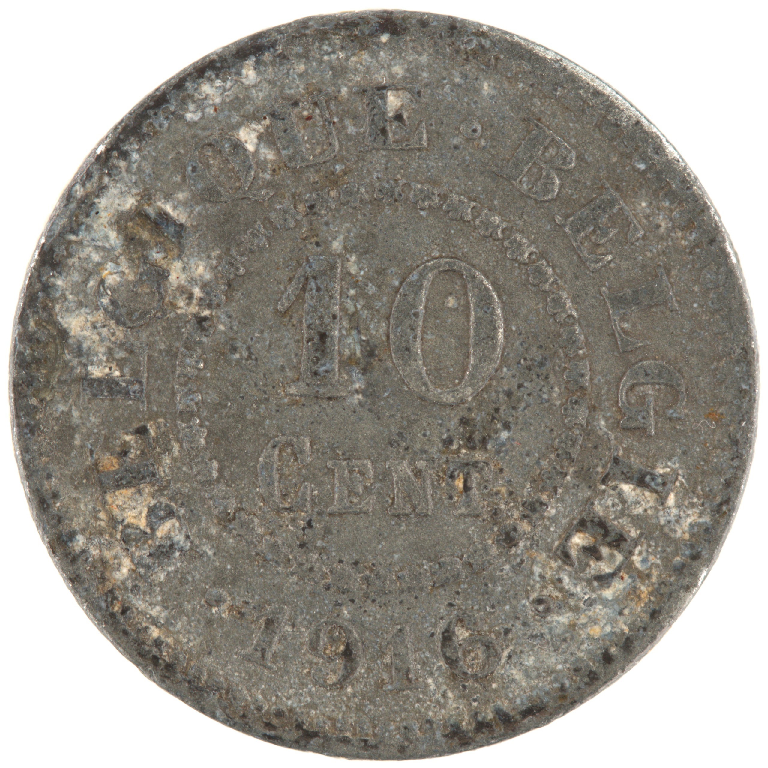Belgique - Pièce 10 Centimes (ou 10 Centiemen) 1916 zinc - Lion héraldique