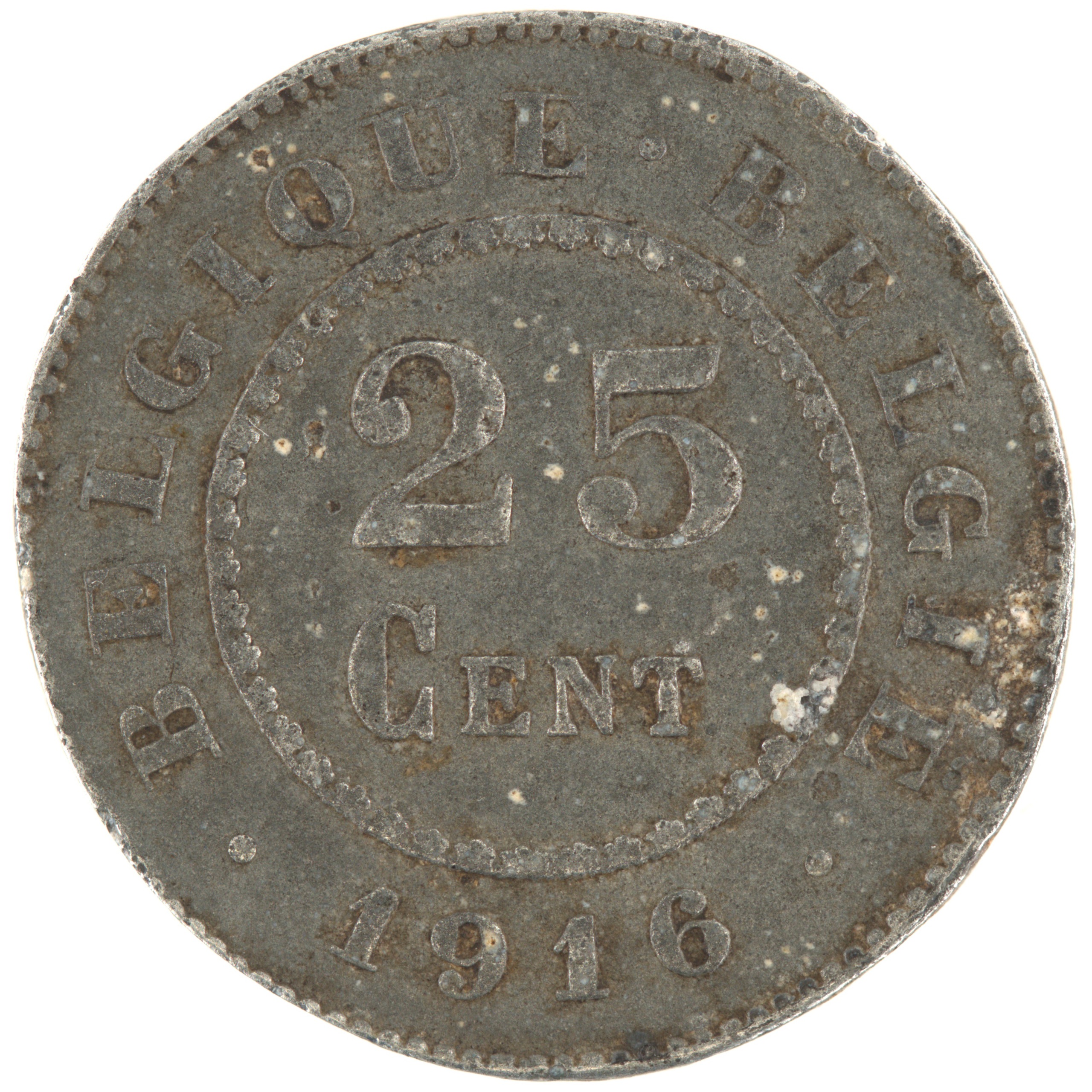 Belgique - Pièce 25 Centimes (ou 25 Centiemen) 1916 zinc - Lion héraldique