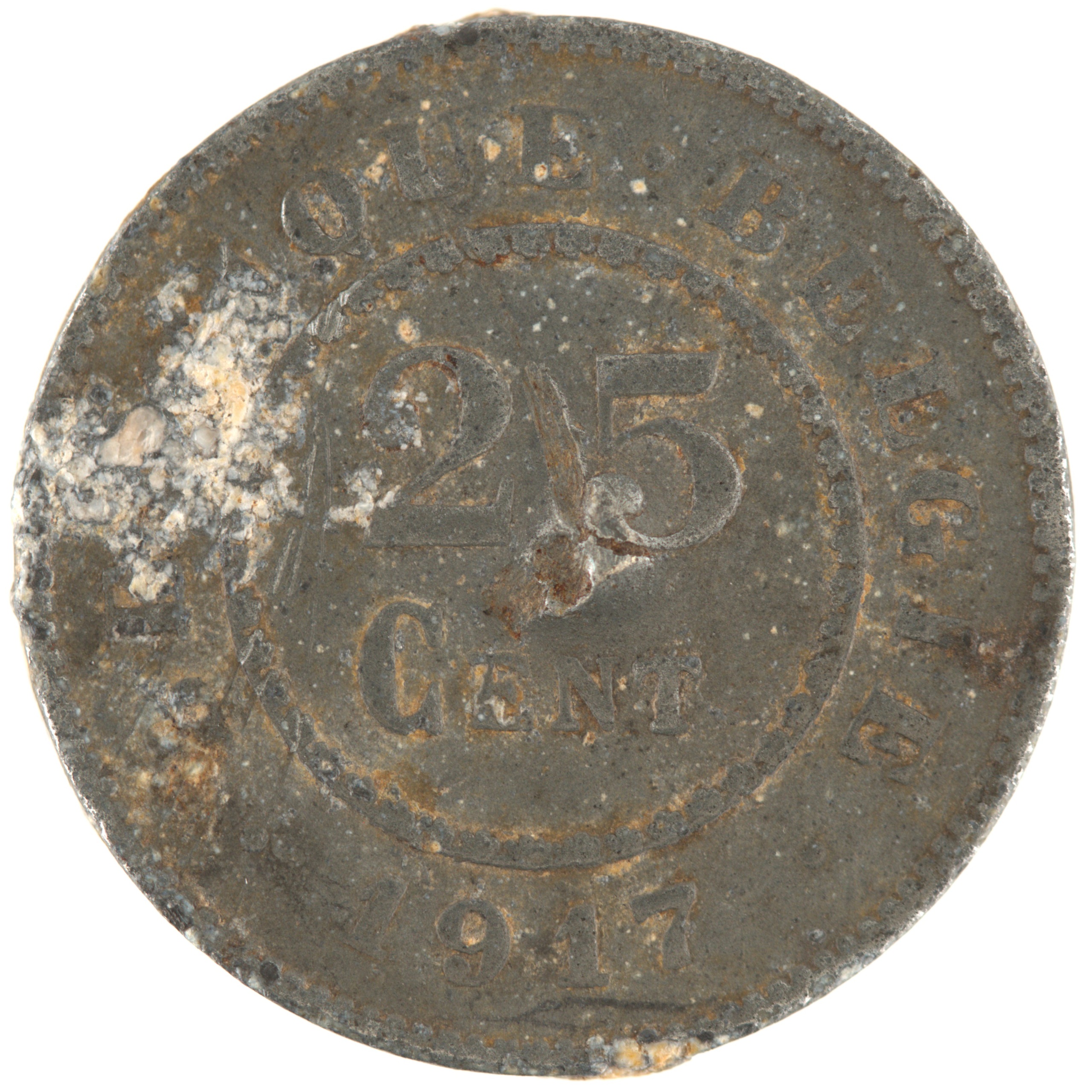 Belgique - Pièce 25 Centimes (ou 25 Centiemen) 1917 zinc - Lion héraldique