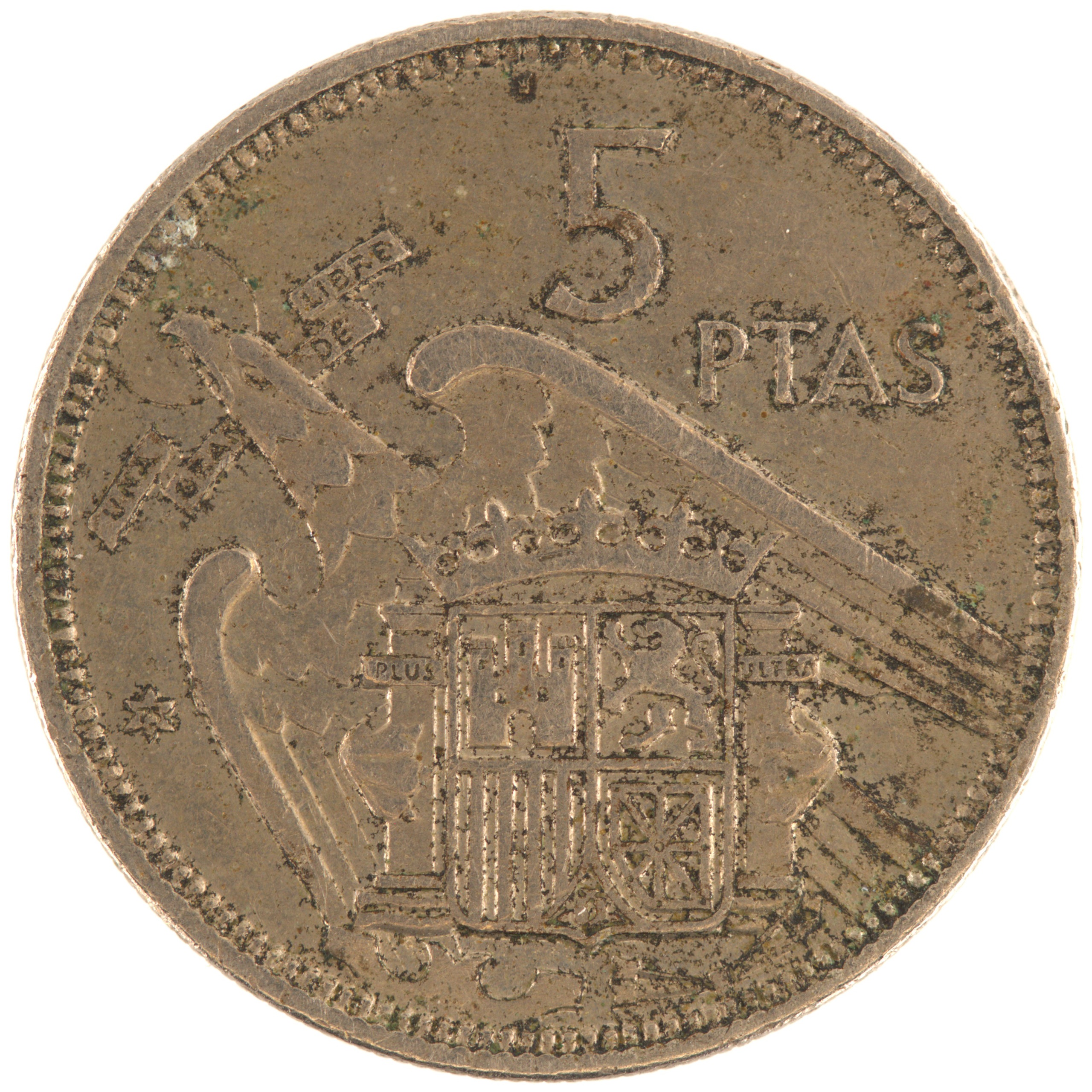 Espagne - Pièce 5 Pesetas 1957 cupro-nickel - Francisco Franco / Armoiries de l'Etat Espagnol (75 dans l'étoile)
