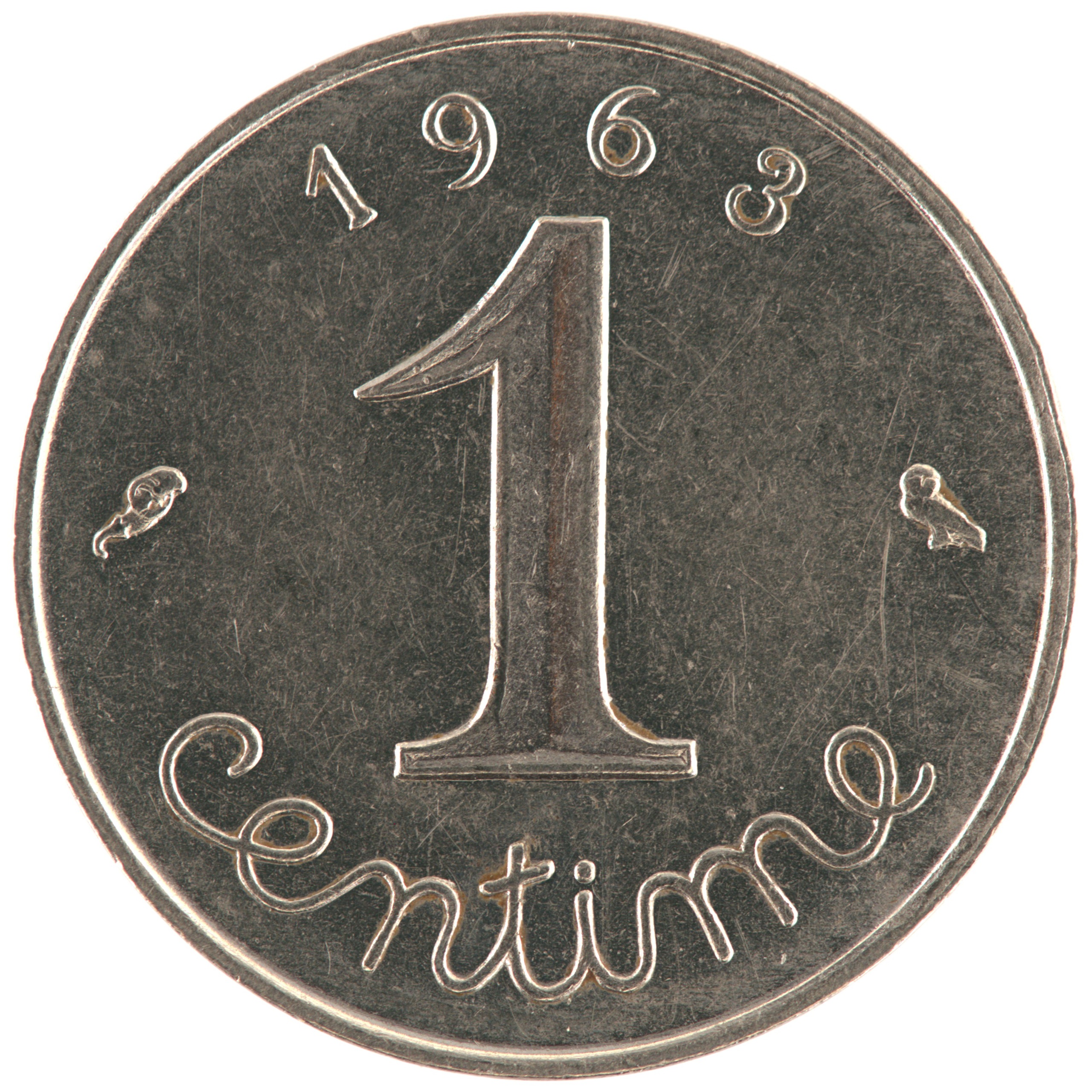 France - Pièce 1 Centime 1963 acier inoxydable - Epi