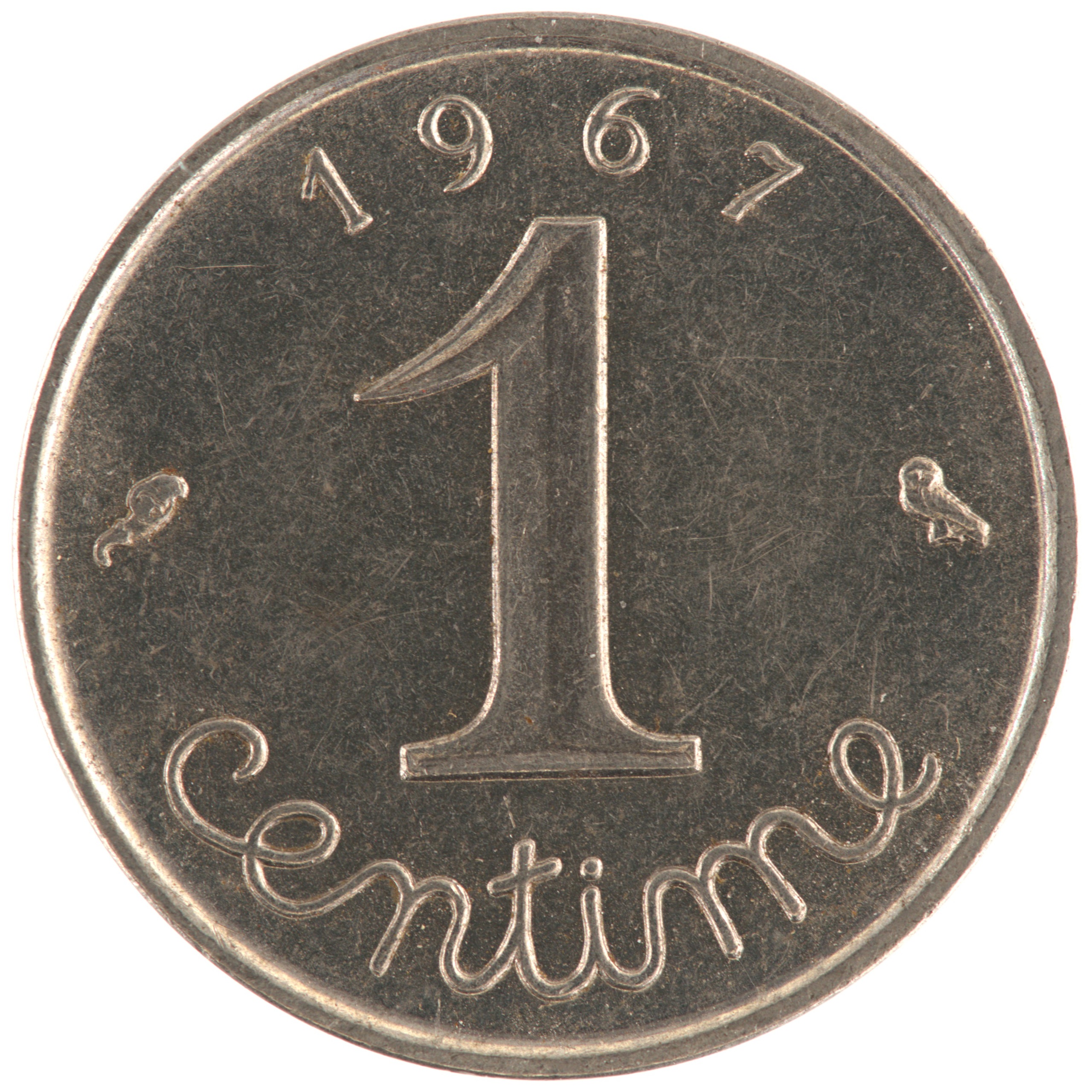 France - Pièce 1 Centime 1967 acier inoxydable - Epi