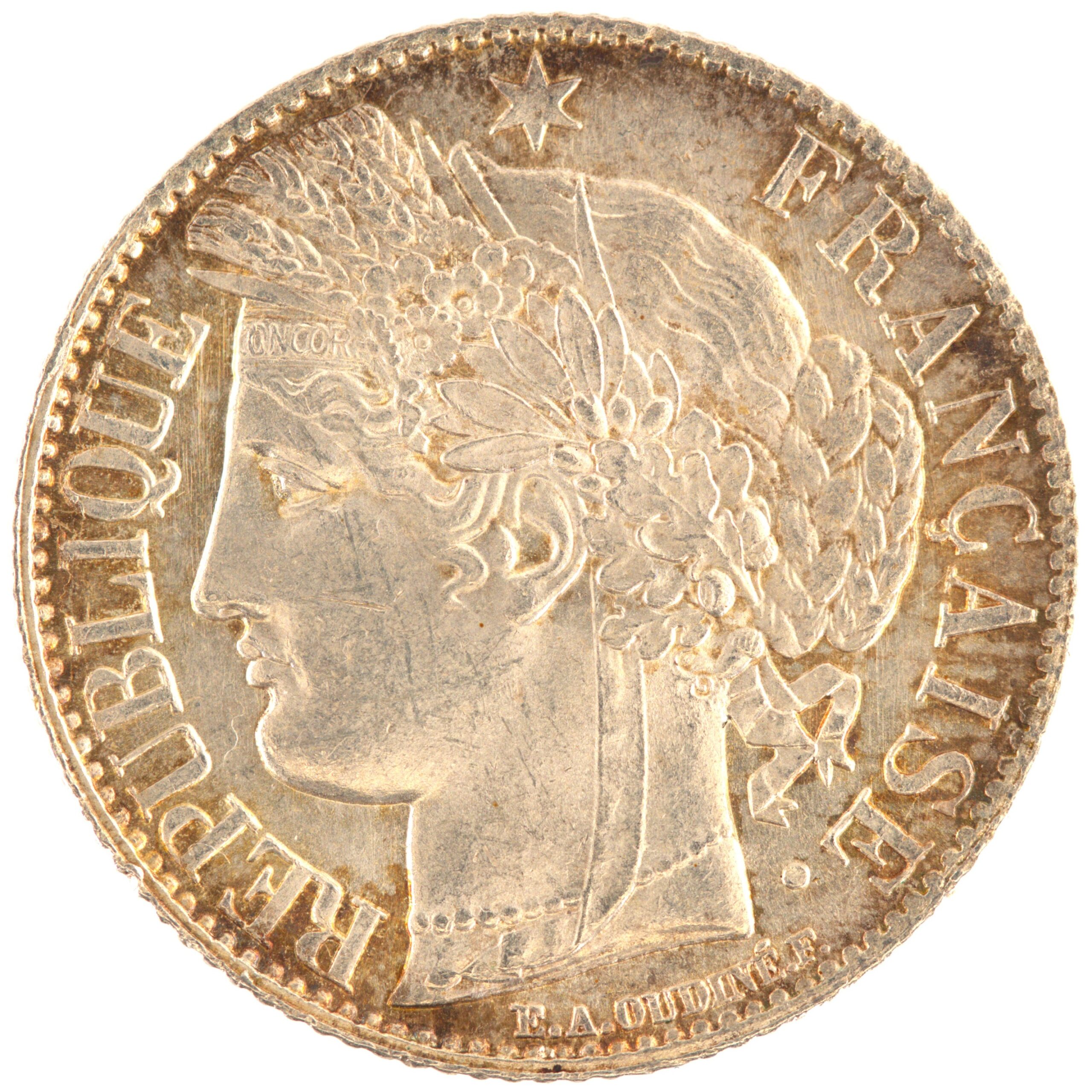 France - Pièce 1 Franc 1888 A argent - Cérès (Troisième République) – Image 2