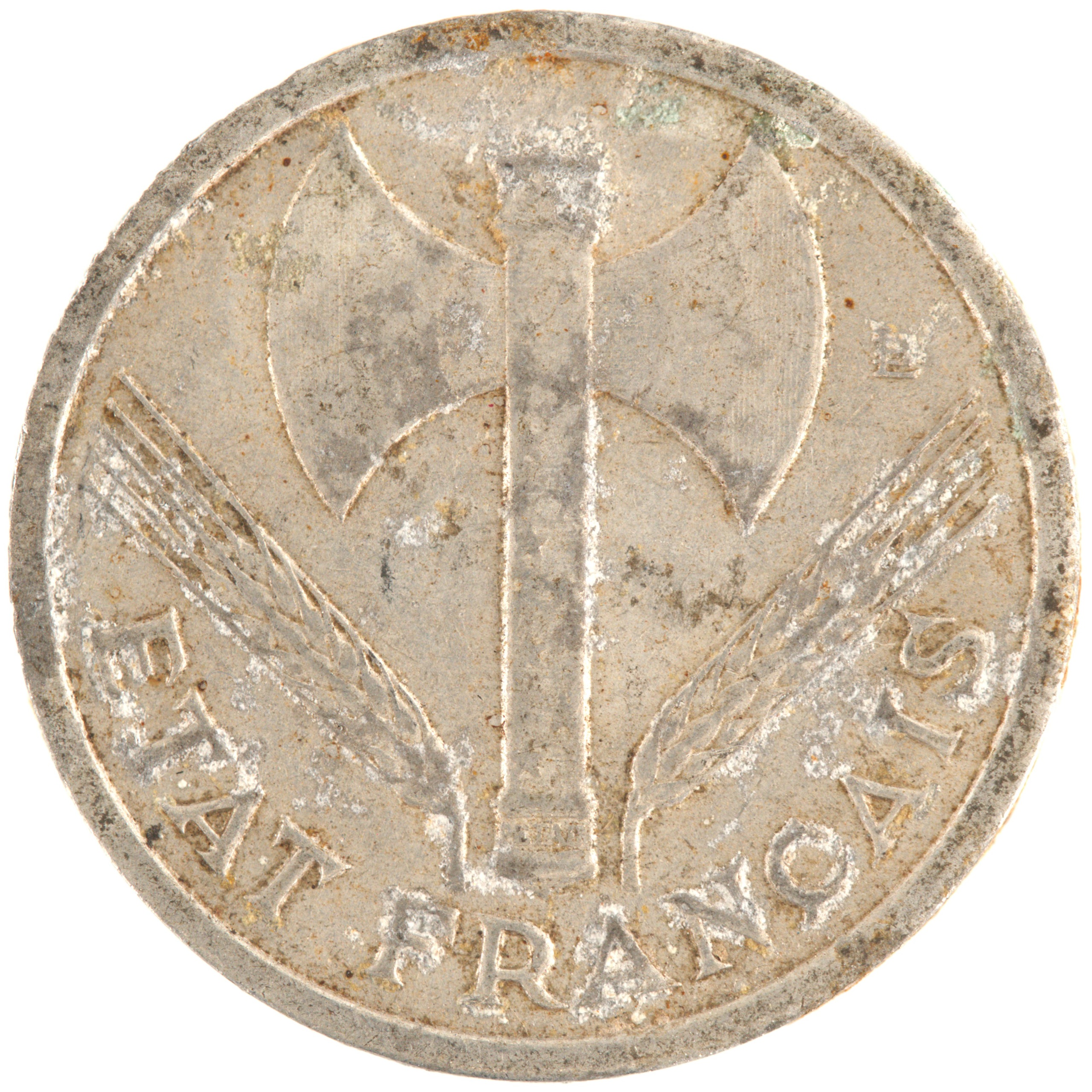 France - Pièce 1 Franc 1943 aluminium - Francisque, légère – Image 2