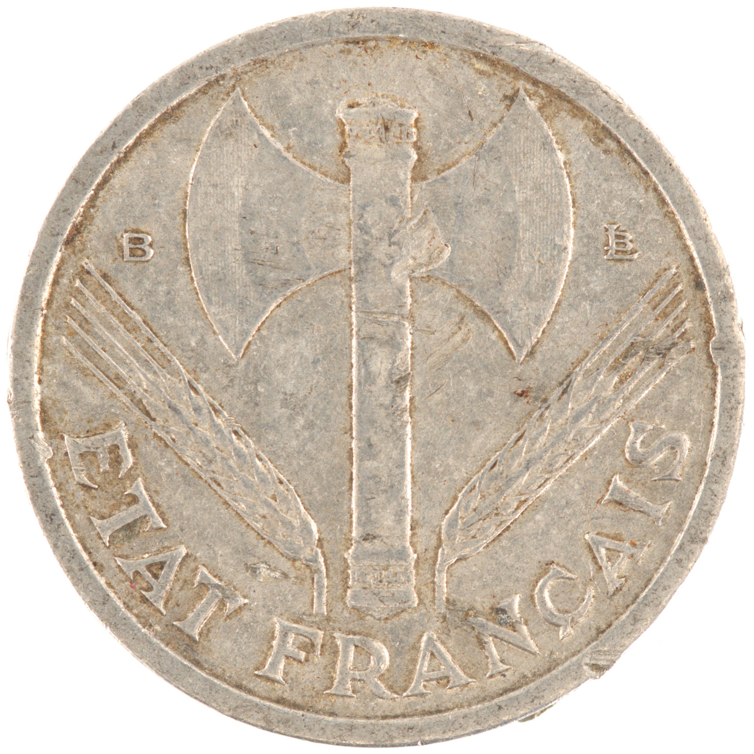 France - Pièce 1 Franc 1944 B aluminium - Francisque, légère – Image 2