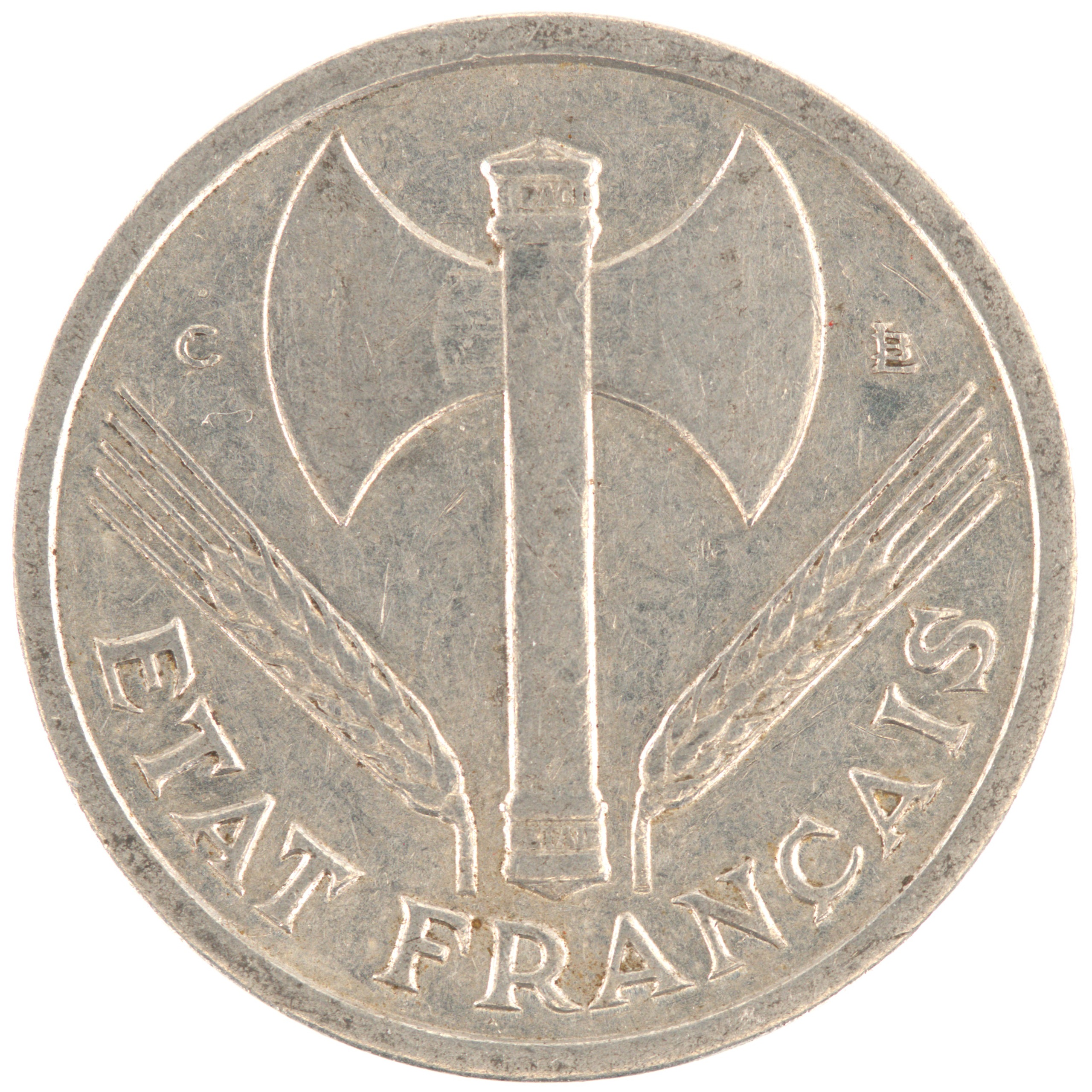 France - Pièce 1 Franc 1944 C aluminium - Francisque, légère – Image 2